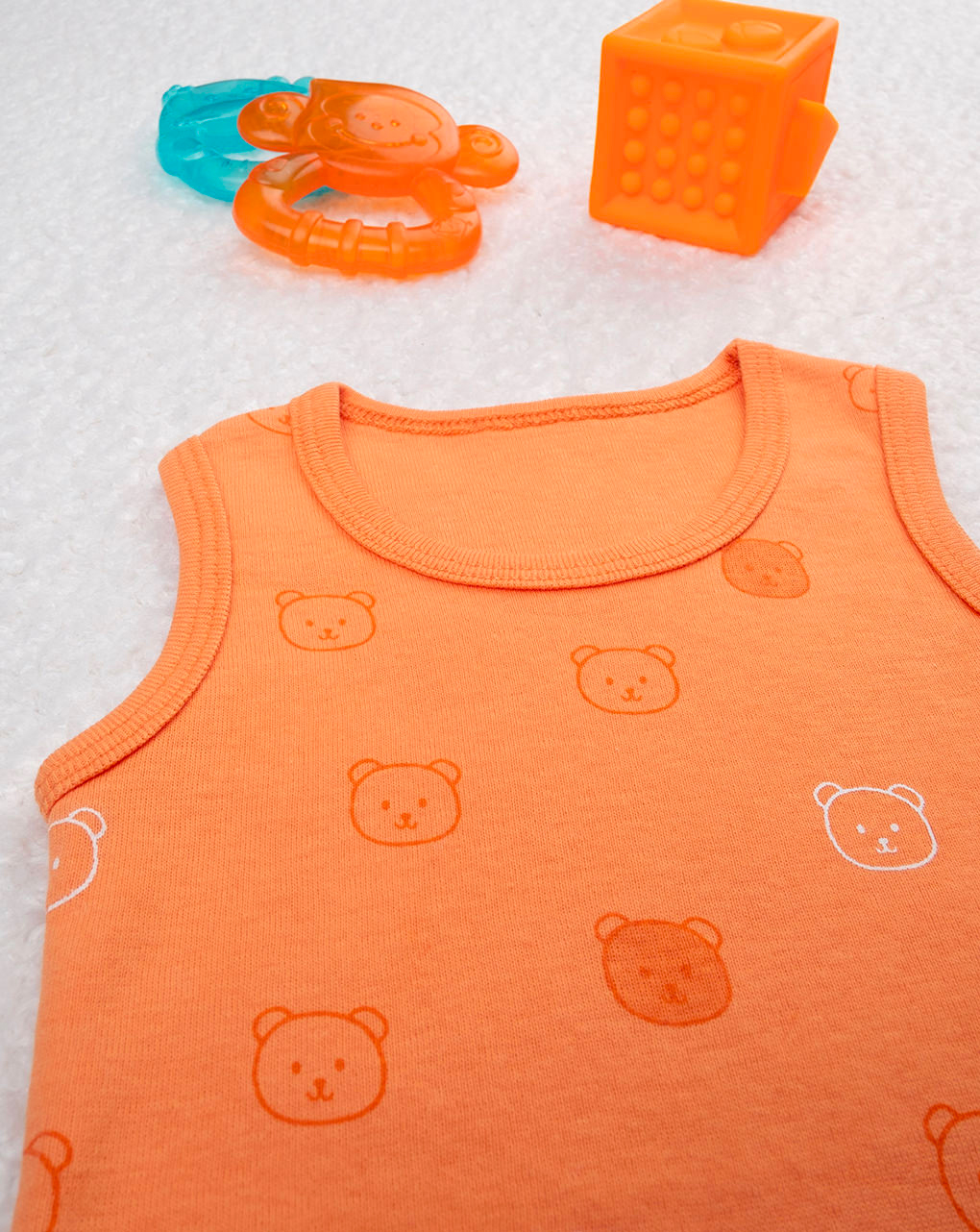 Body costina bimbo arancione orsetti allover