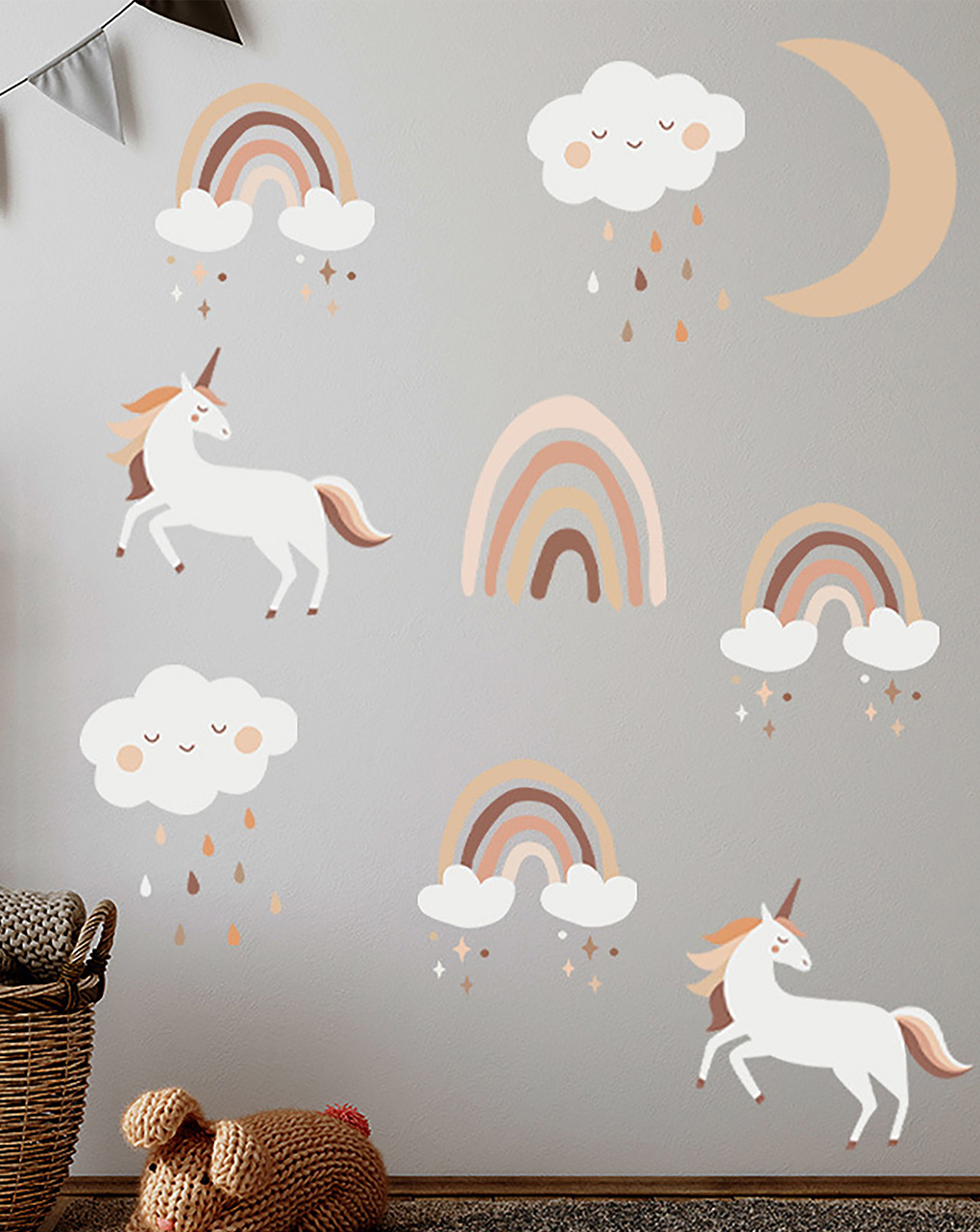 Adesivo decorativo da parete - boho rainbow unicorn - autoadesivo - sipo
