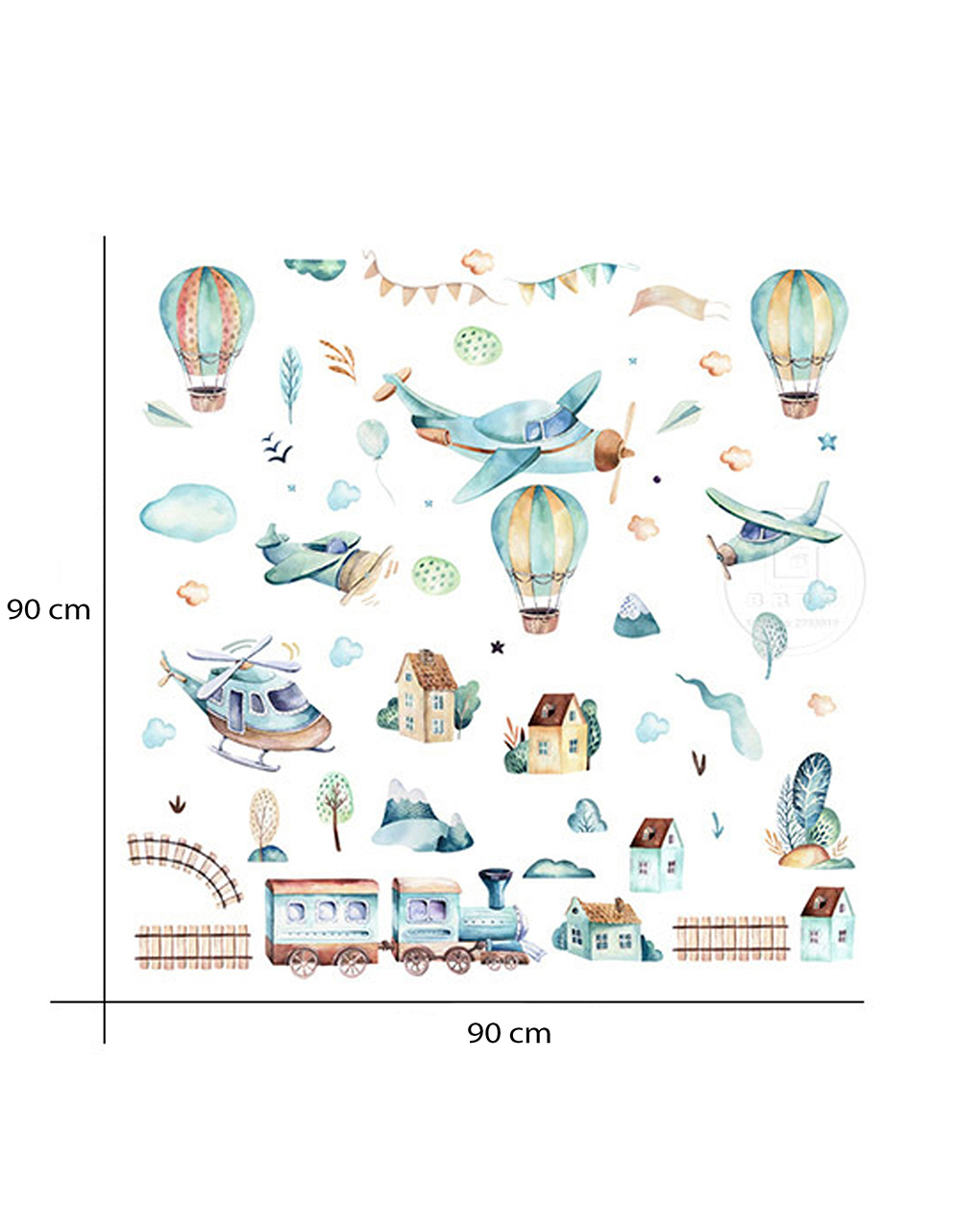 Adesivo decorativo da parete - aeroplani -  autoadesivo - sipo