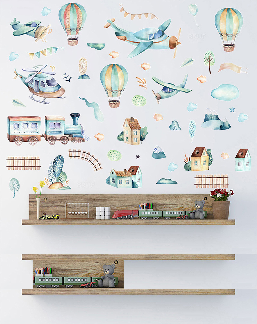 Adesivo decorativo da parete - aeroplani -  autoadesivo - sipo