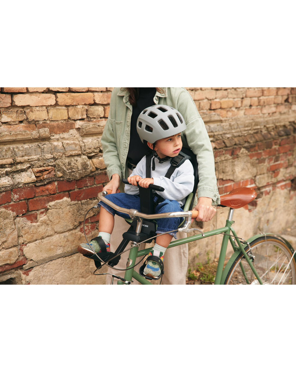 Prodigee icon front - seggiolino bici con montaggio anteriore grigio quartz