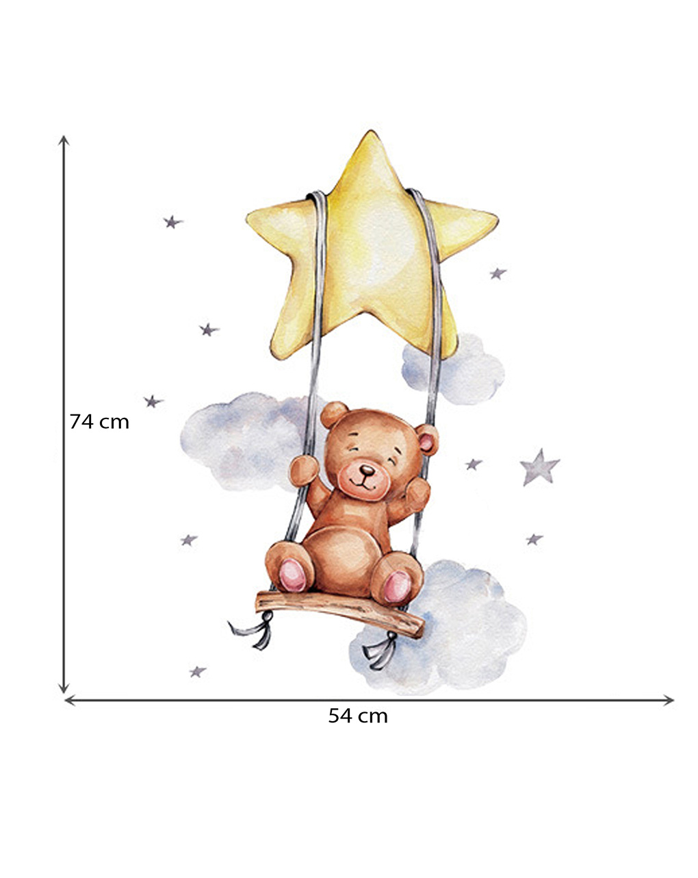 Adesivo decorativo da parete - orso sull'altalena-  autoadesivo - sipo