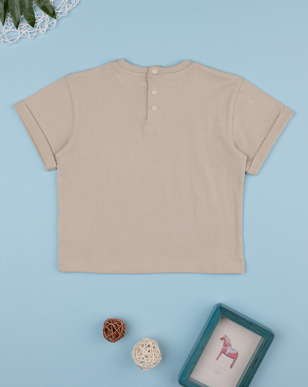 T-shirt bimbo marrone girocollo