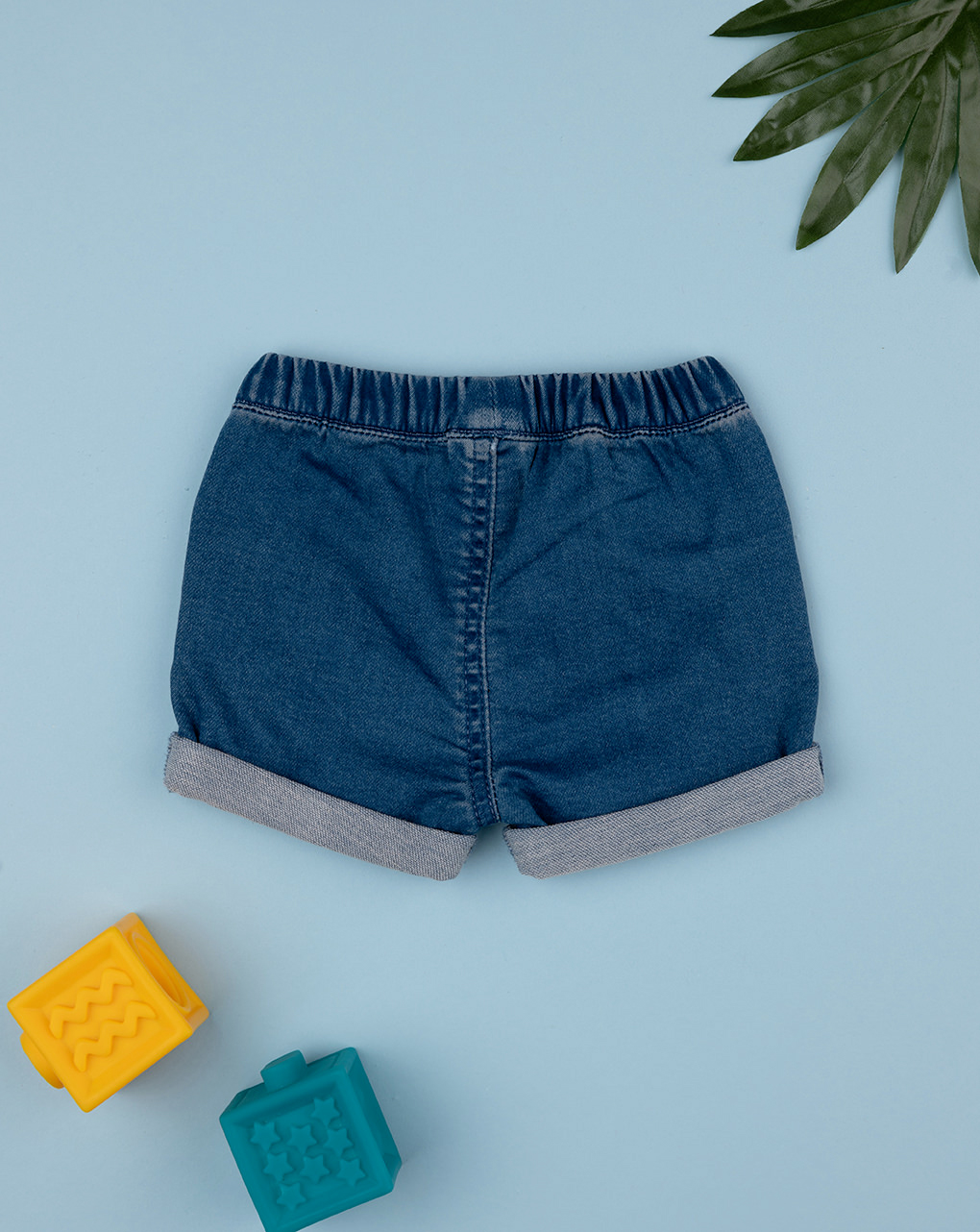 Shorts bimbo blu denim con tasche