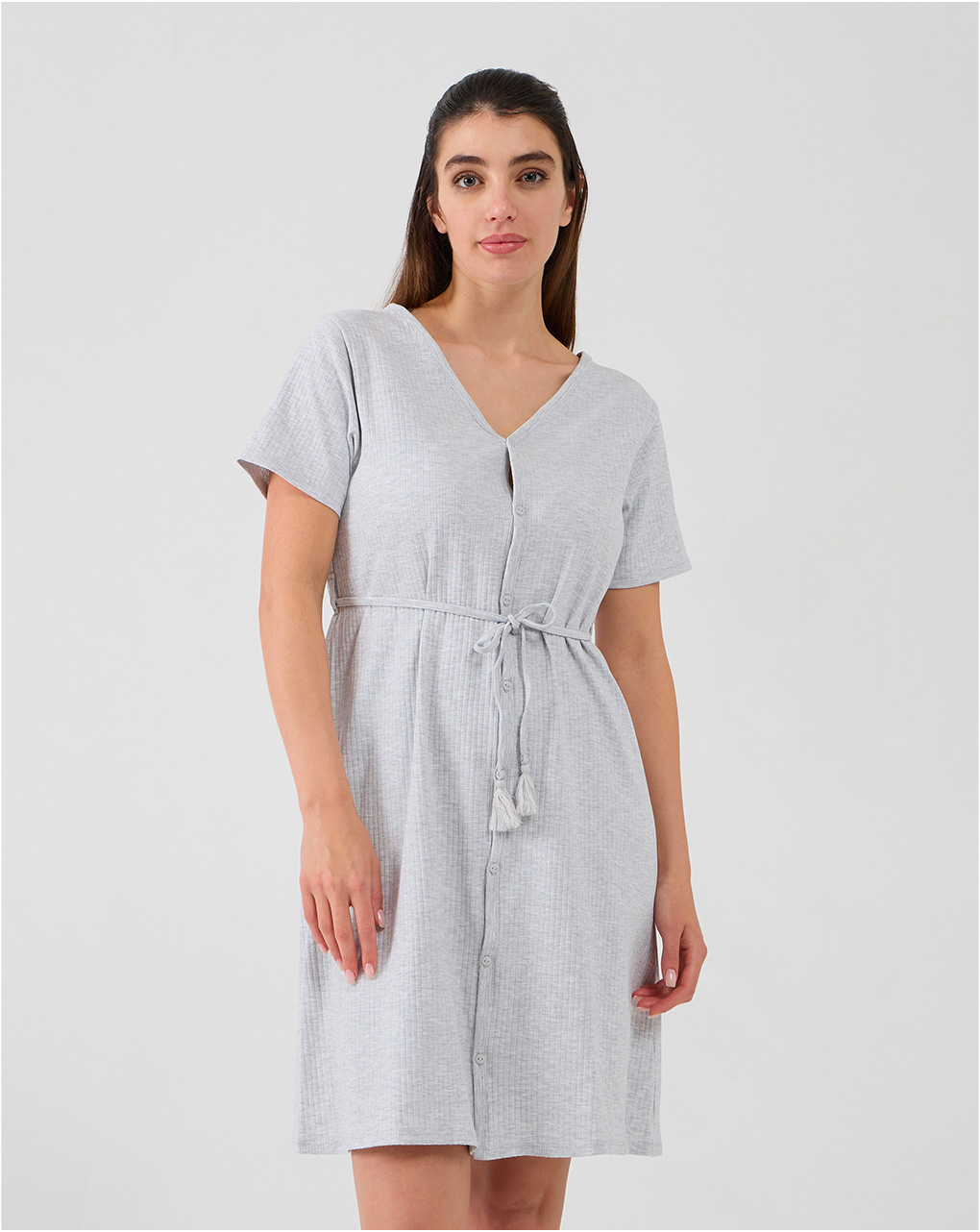 Camicia da notte per parto a costine