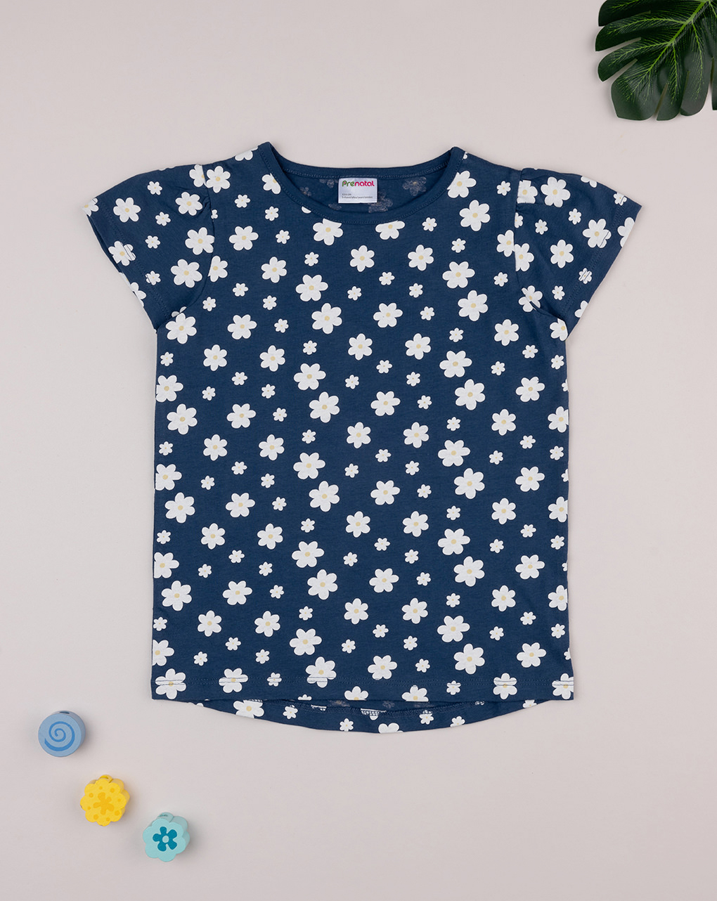 T.shirt bimba blu margherite