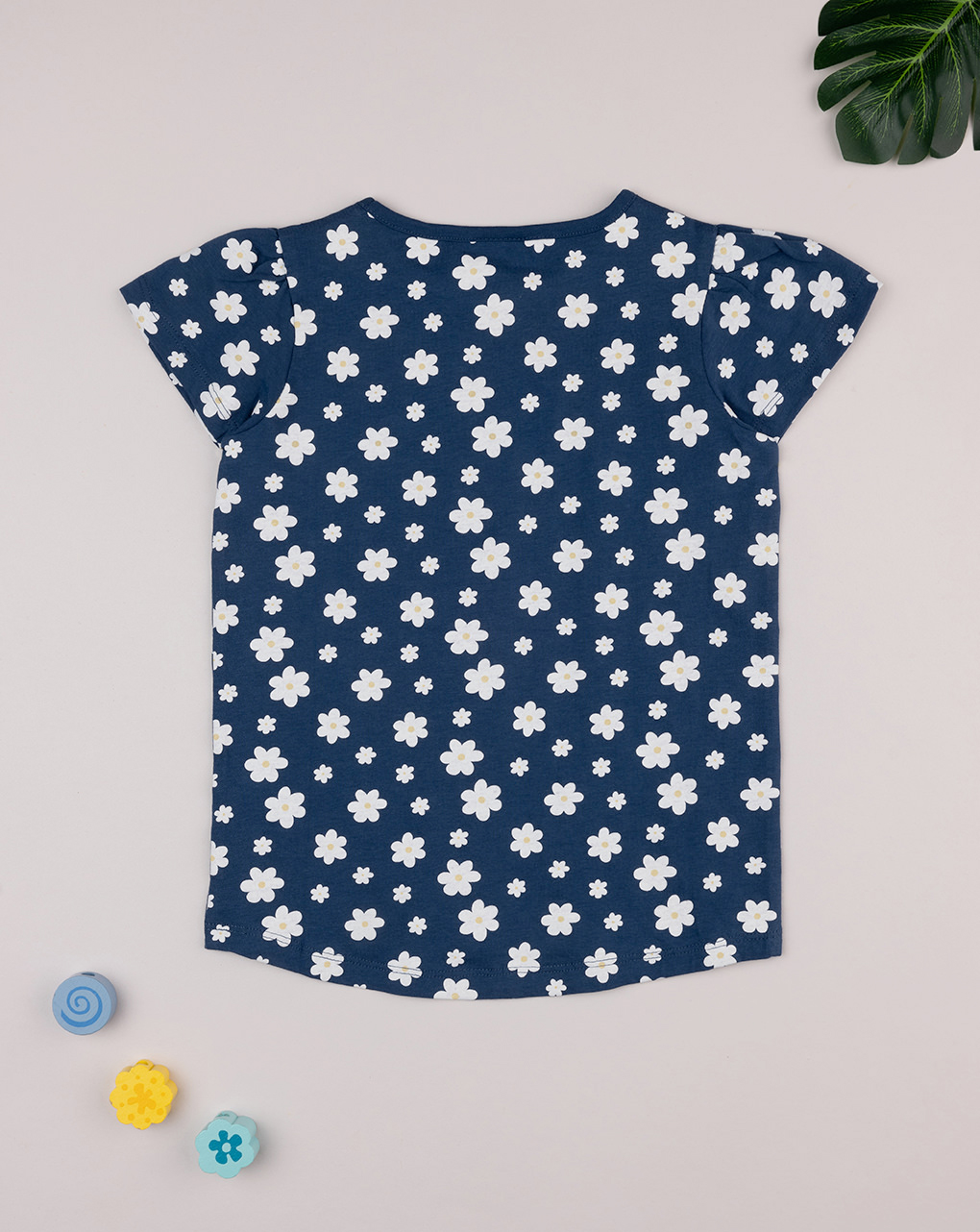T.shirt bimba blu margherite