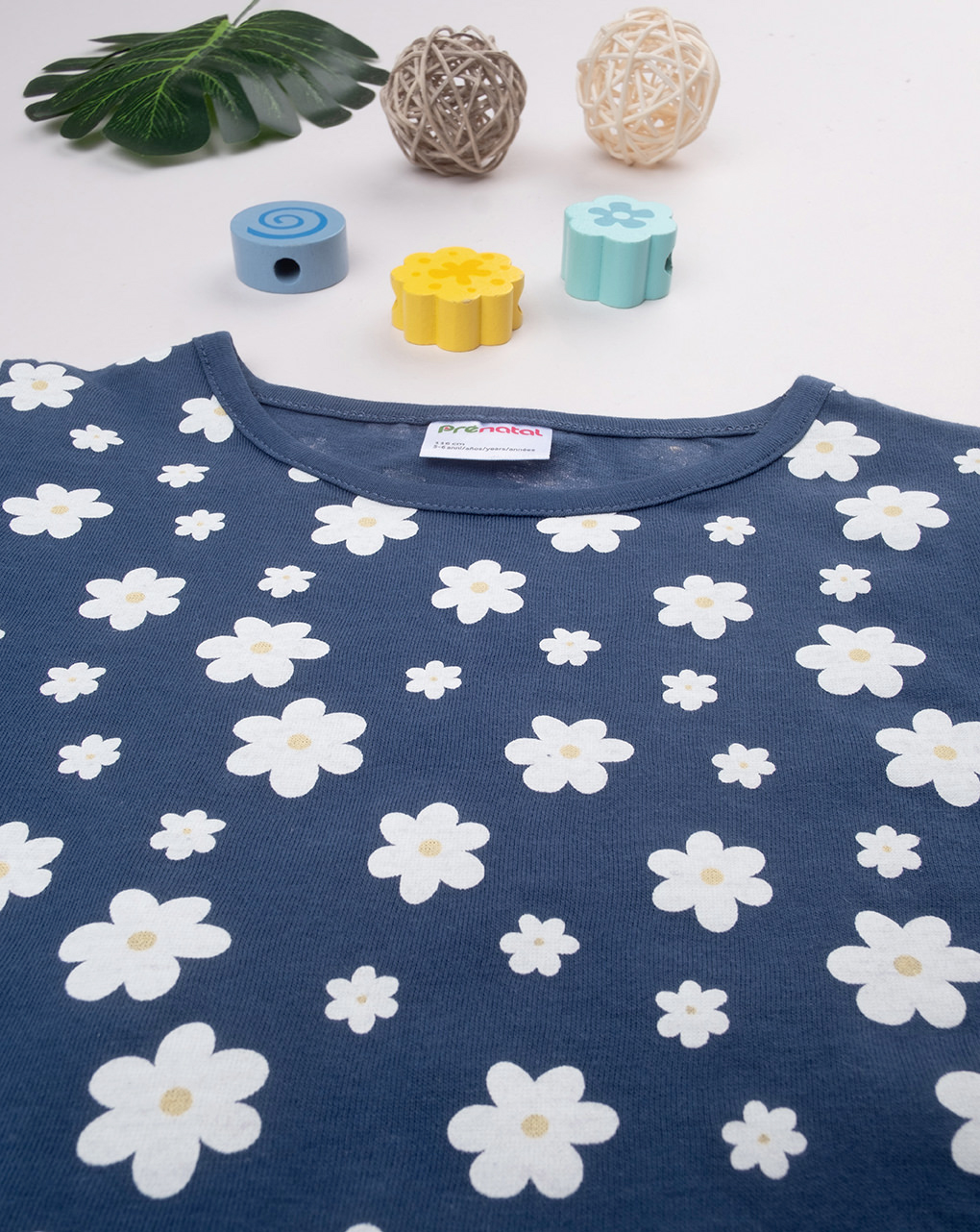 T.shirt bimba blu margherite