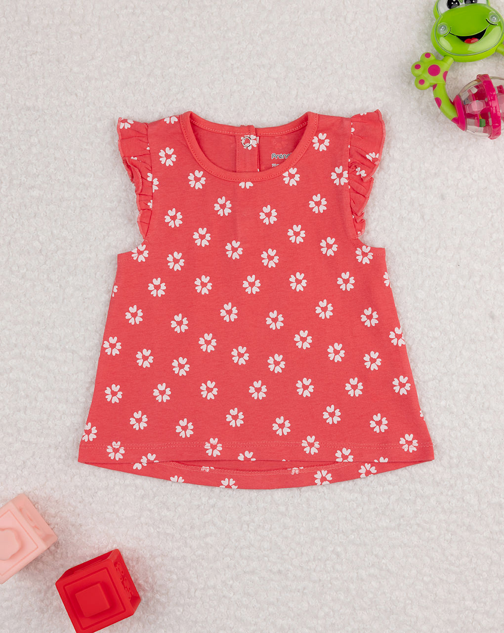 Canotta bimba corallo stampa allover