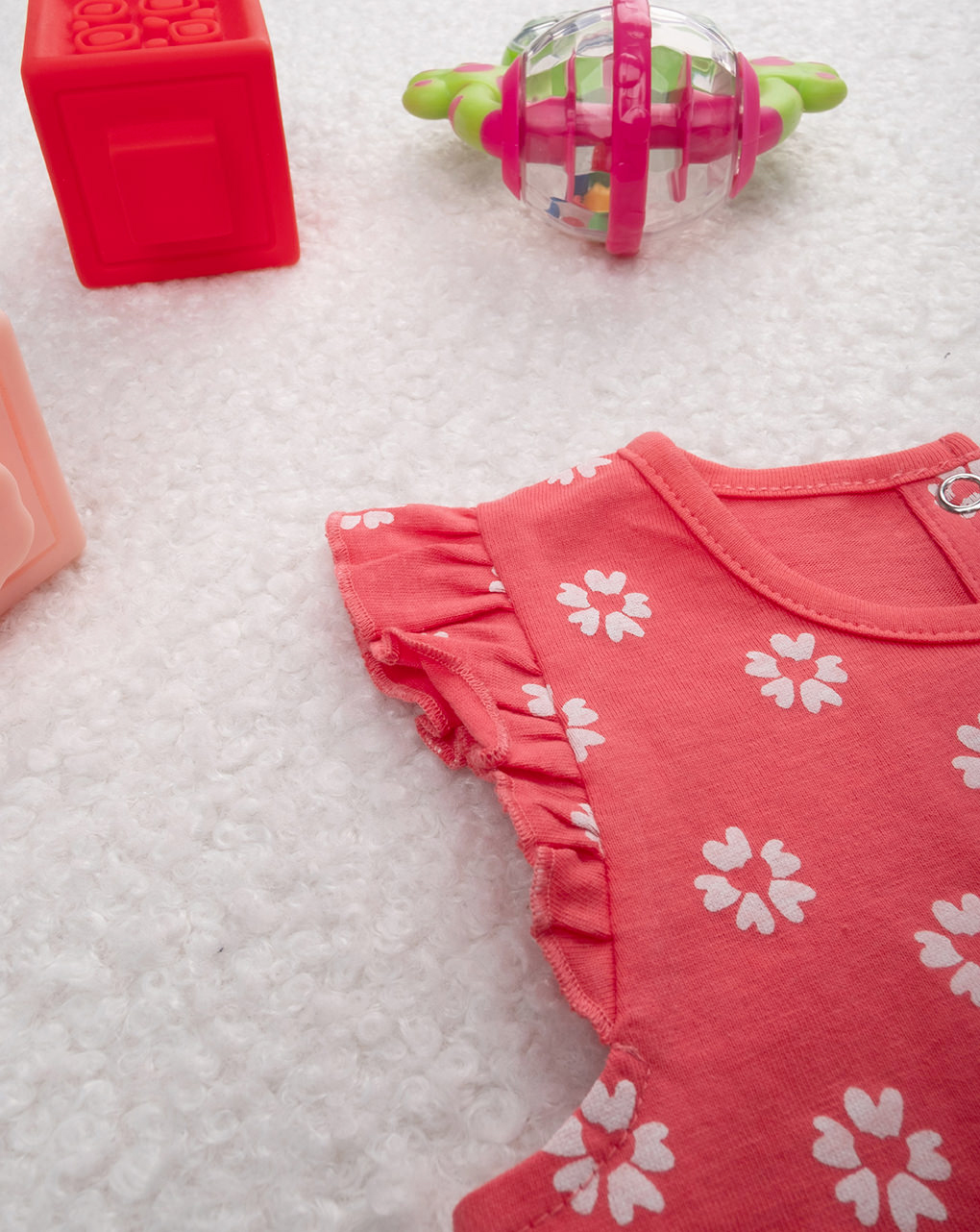 Canotta bimba corallo stampa allover