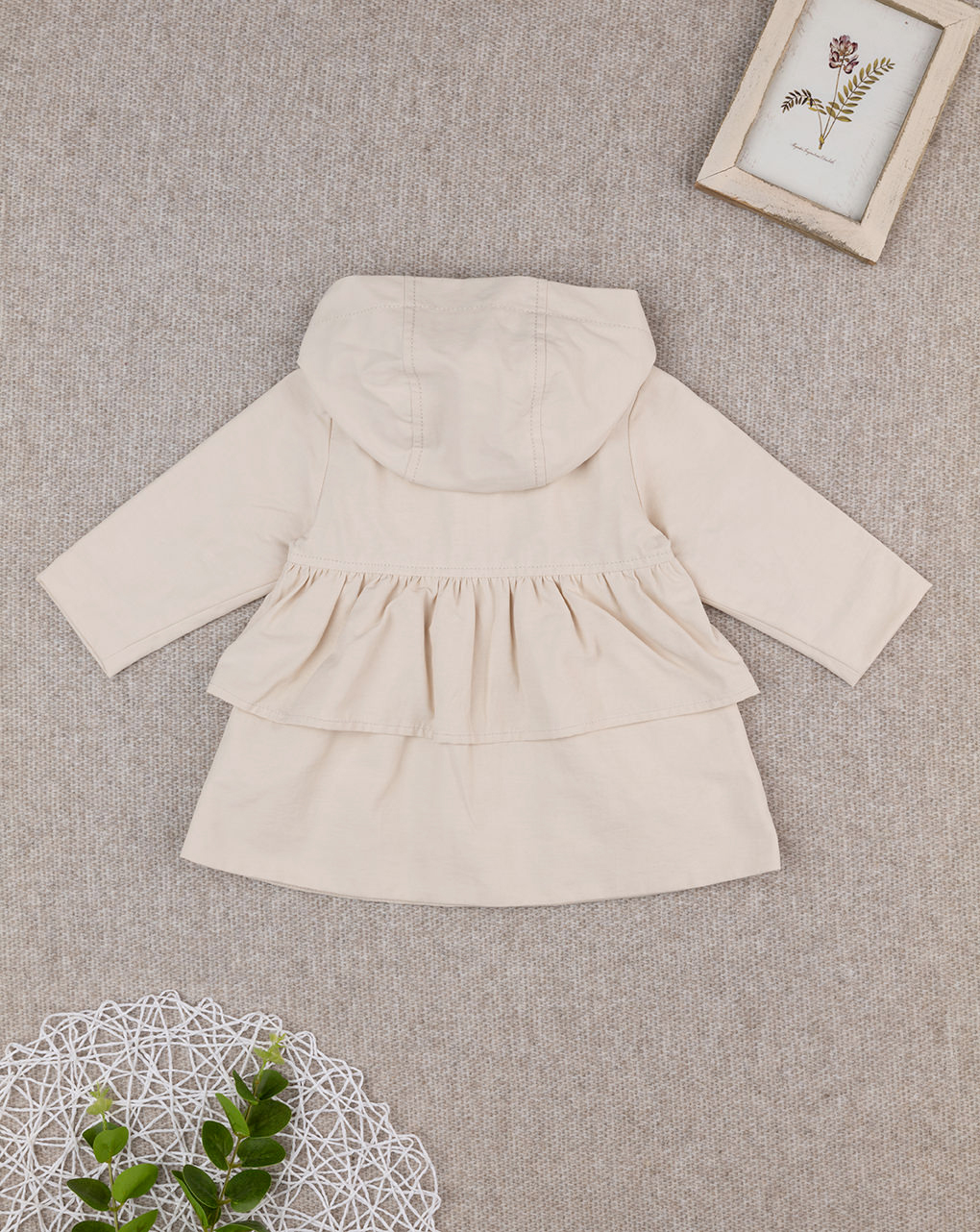 Trench  con cappuccio bimba beige