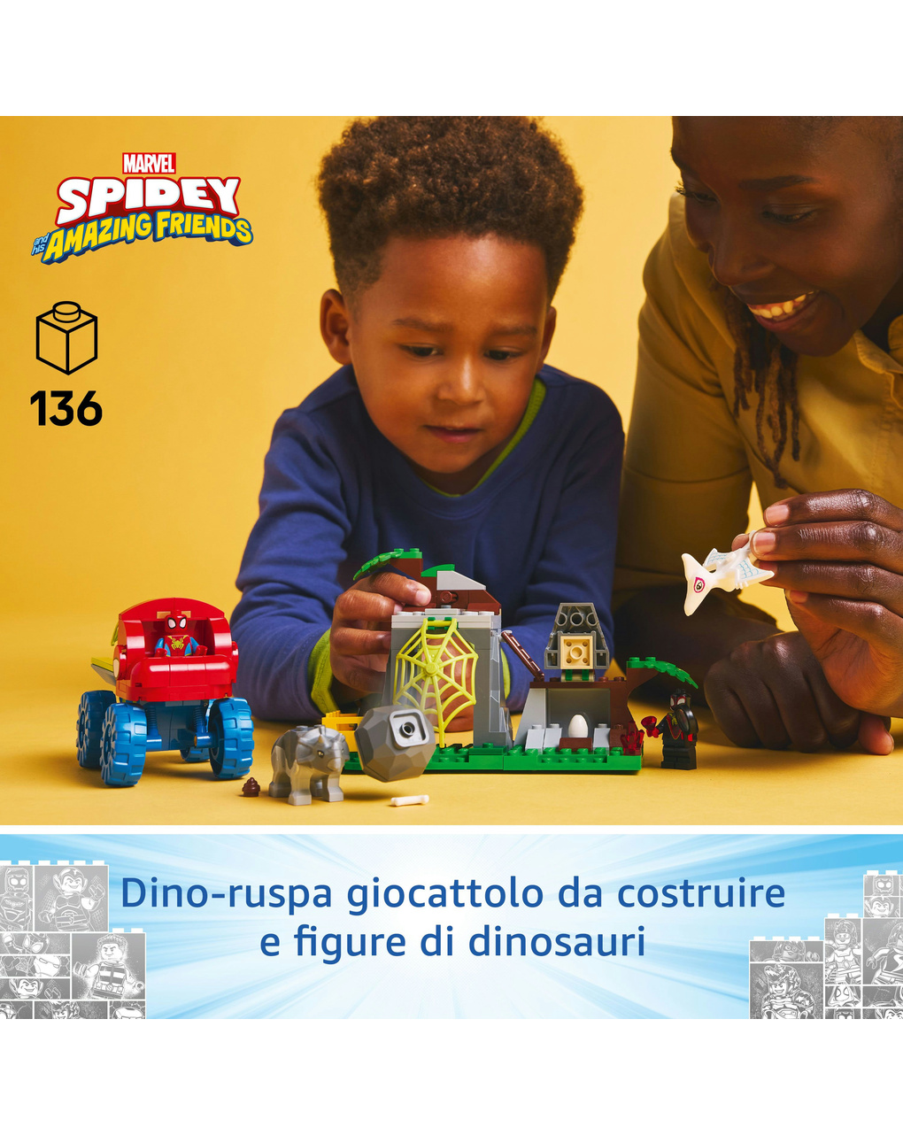 Team spidey: salvataggio su dino-ruspa – 11199 – lego marvel