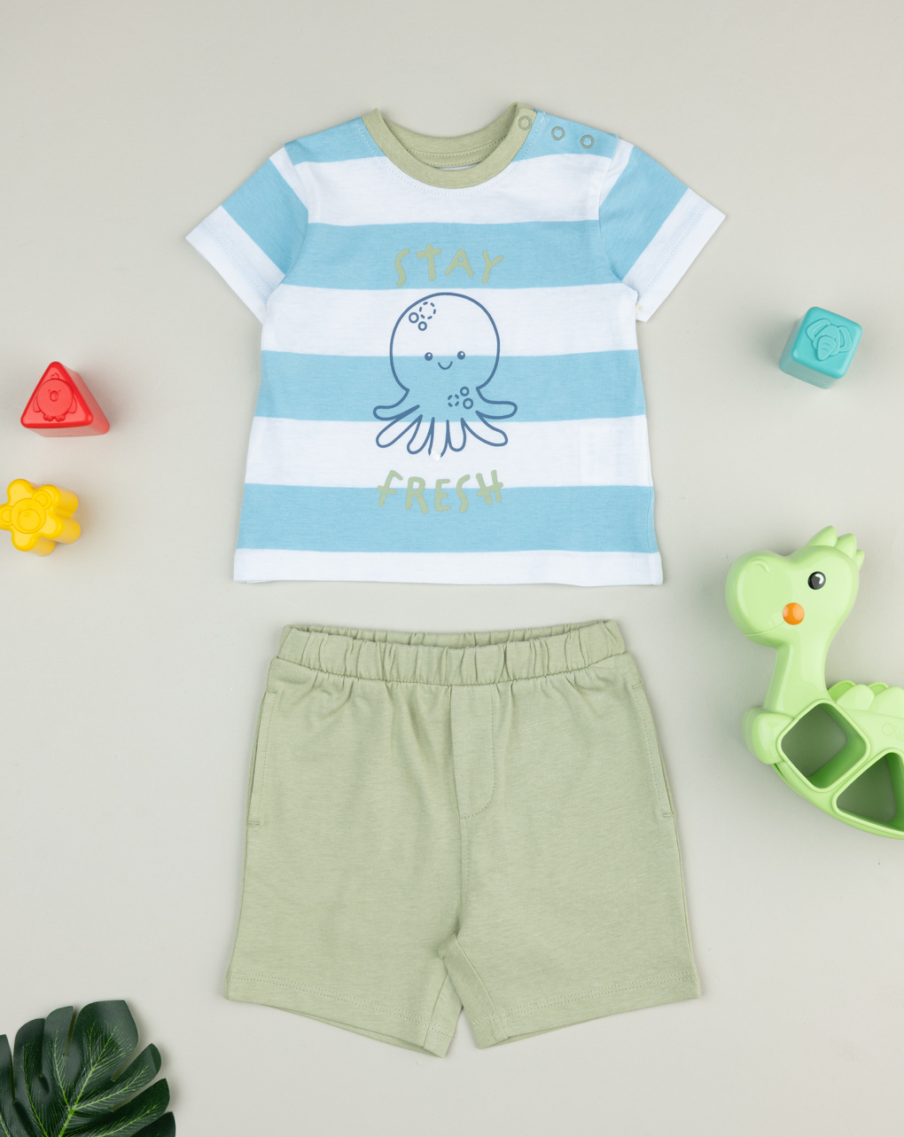 Completo corto bimbo azzurro/verde