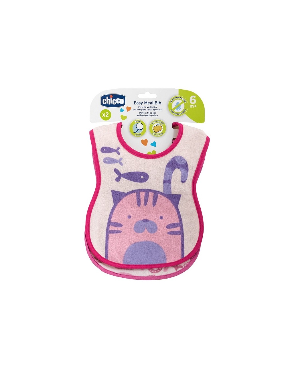 Bavagline rosa 6m+ 2 pezzi -  chicco
