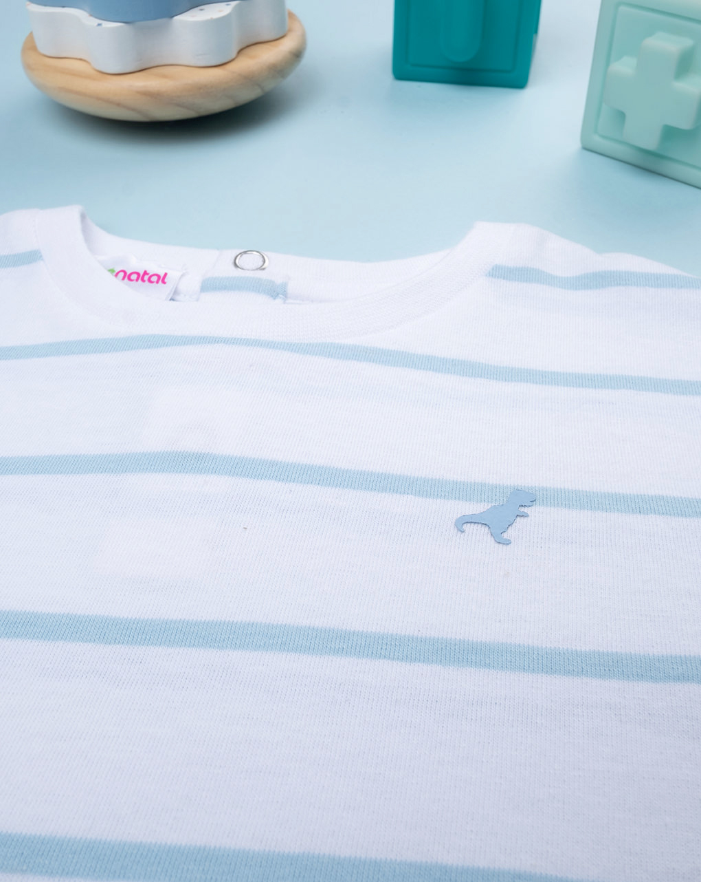 T-shirt bimbo rigata bianco/azzurro