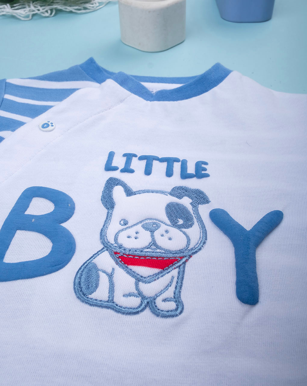 Tutina bimbo bianco/blu little boy
