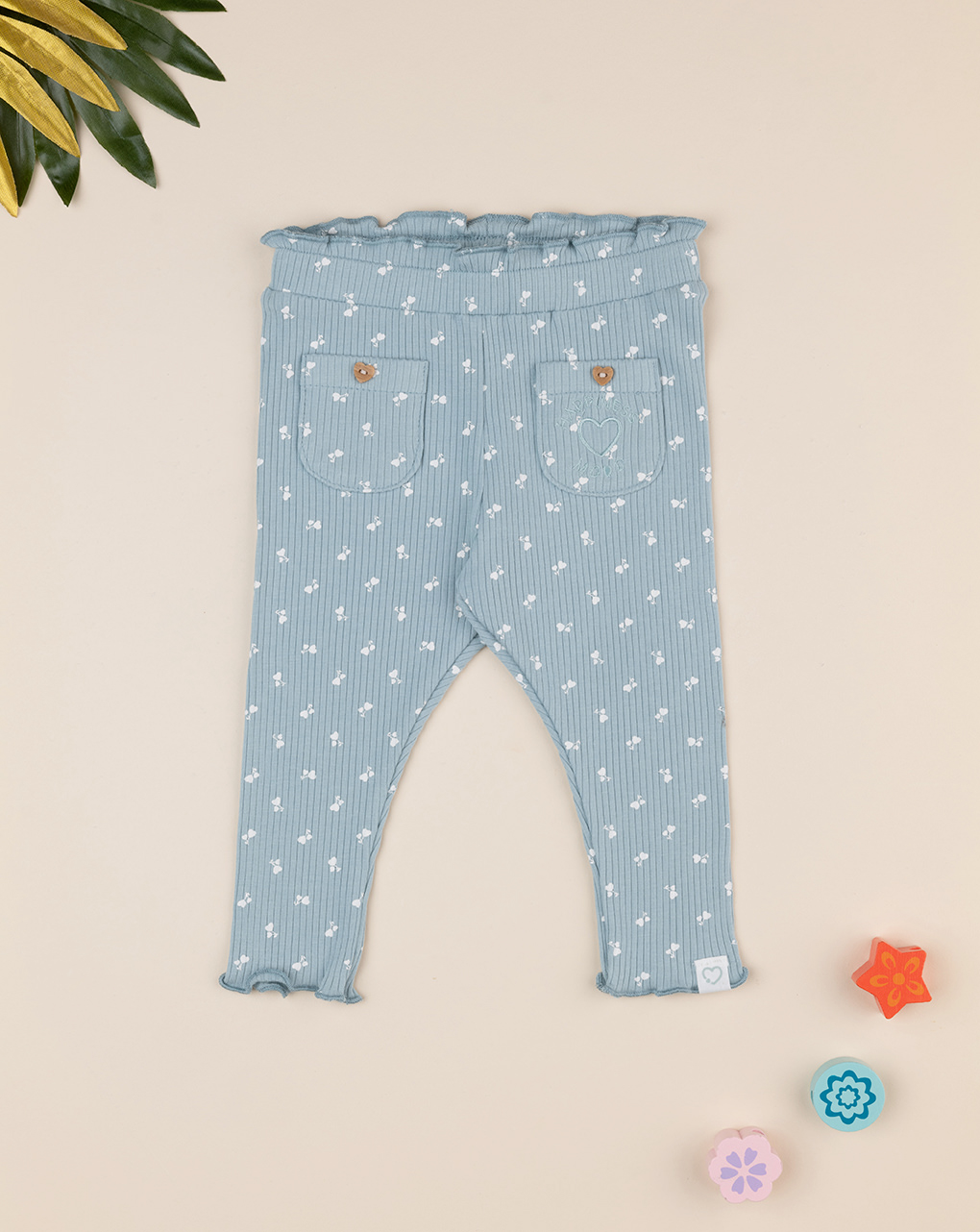 Leggings bimba verdi costina allover