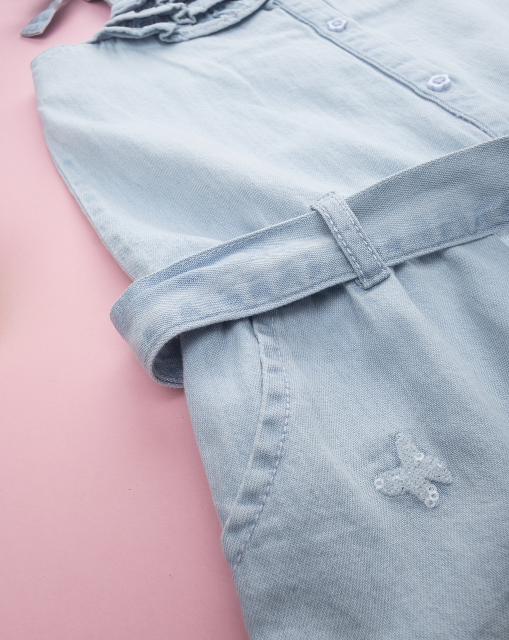 Tutina bimba denim farfalle