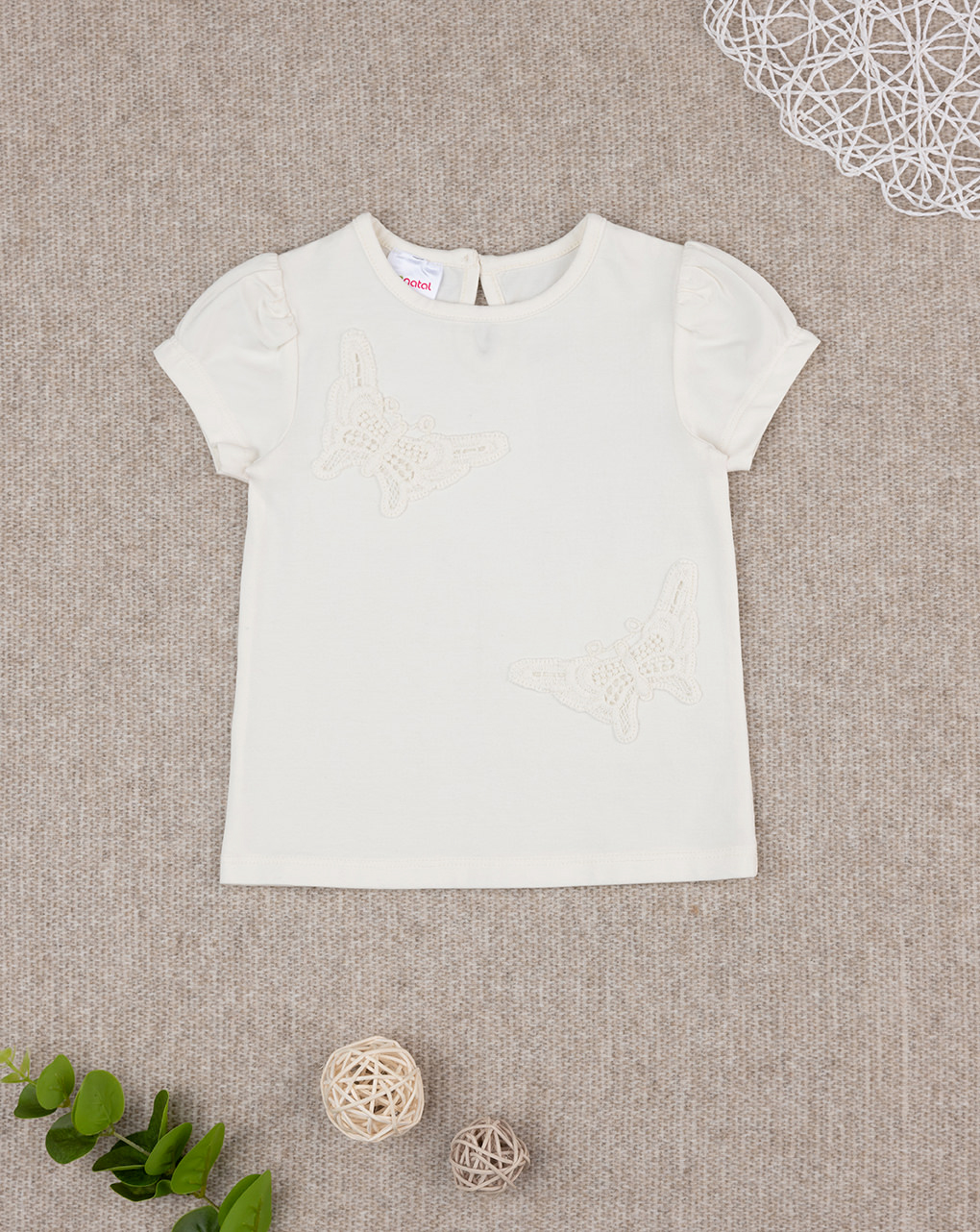T-shirt bimba bianca farfalle