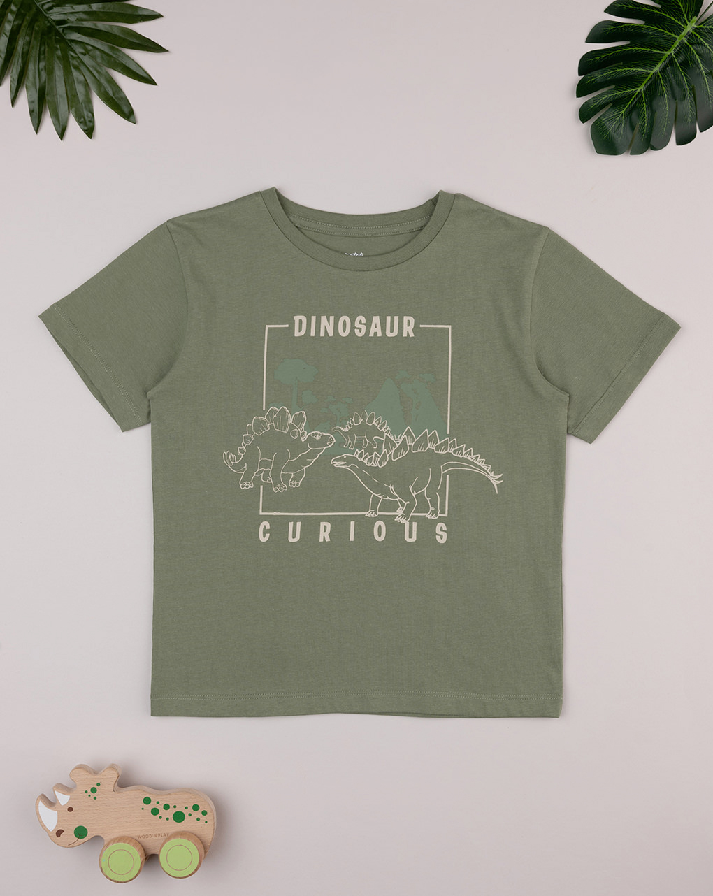 T-shirt bambino verde dinosauri