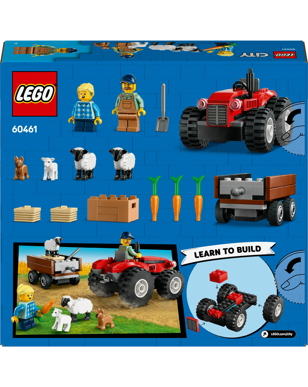 Trattore agricolo rosso con rimorchio e pecore – 60461 – lego city