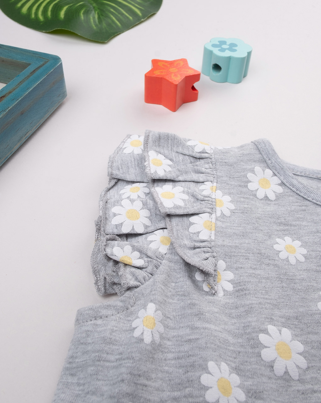 Abito bimba grigio margherite allover