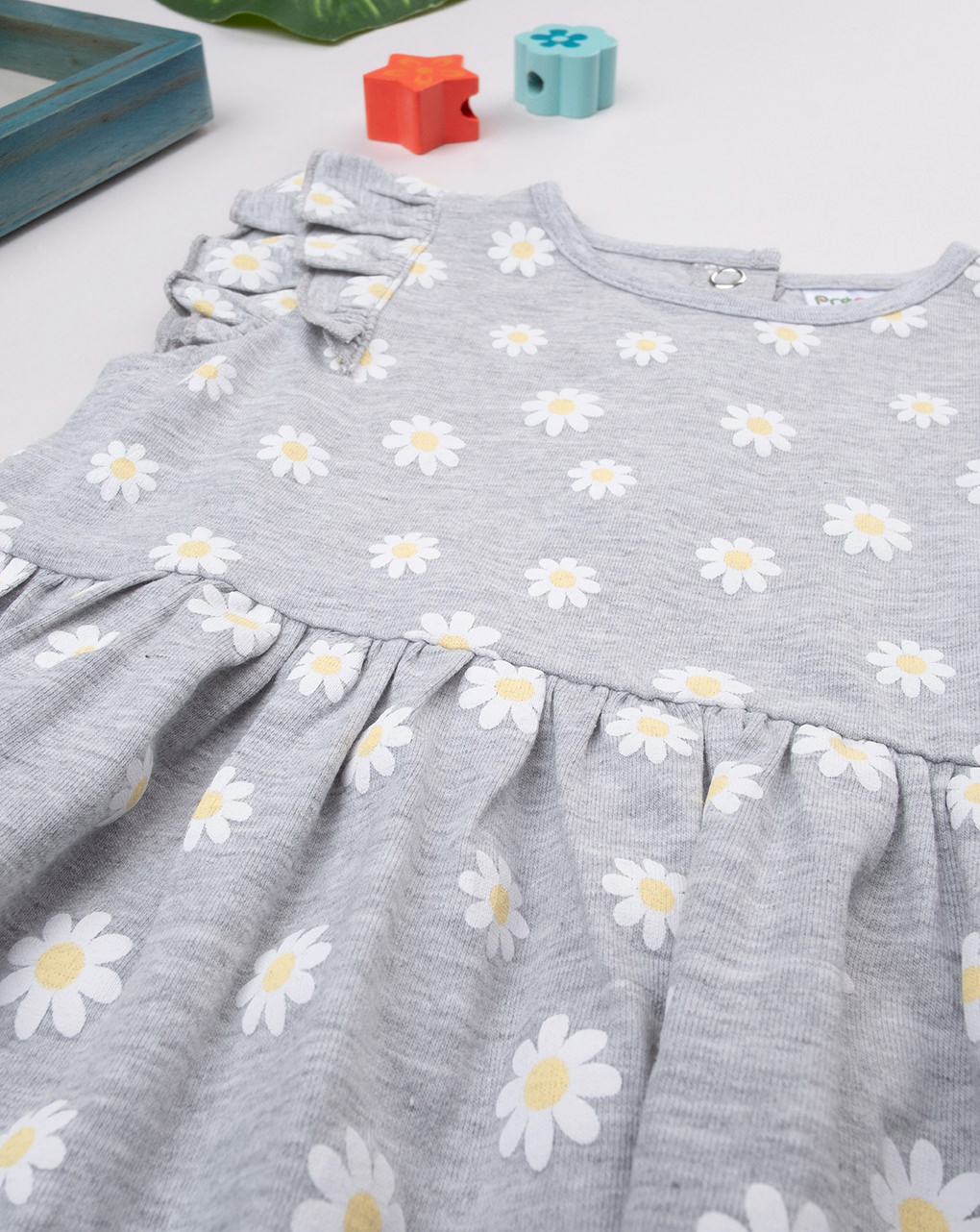 Abito bimba grigio margherite allover