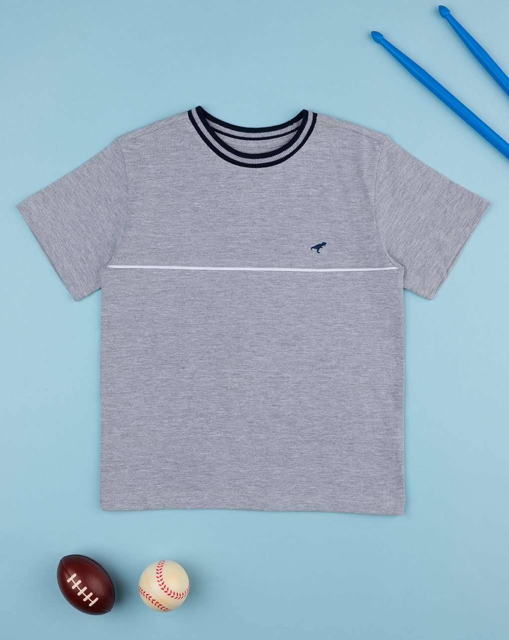 T-shirt bimbo grigia e blu