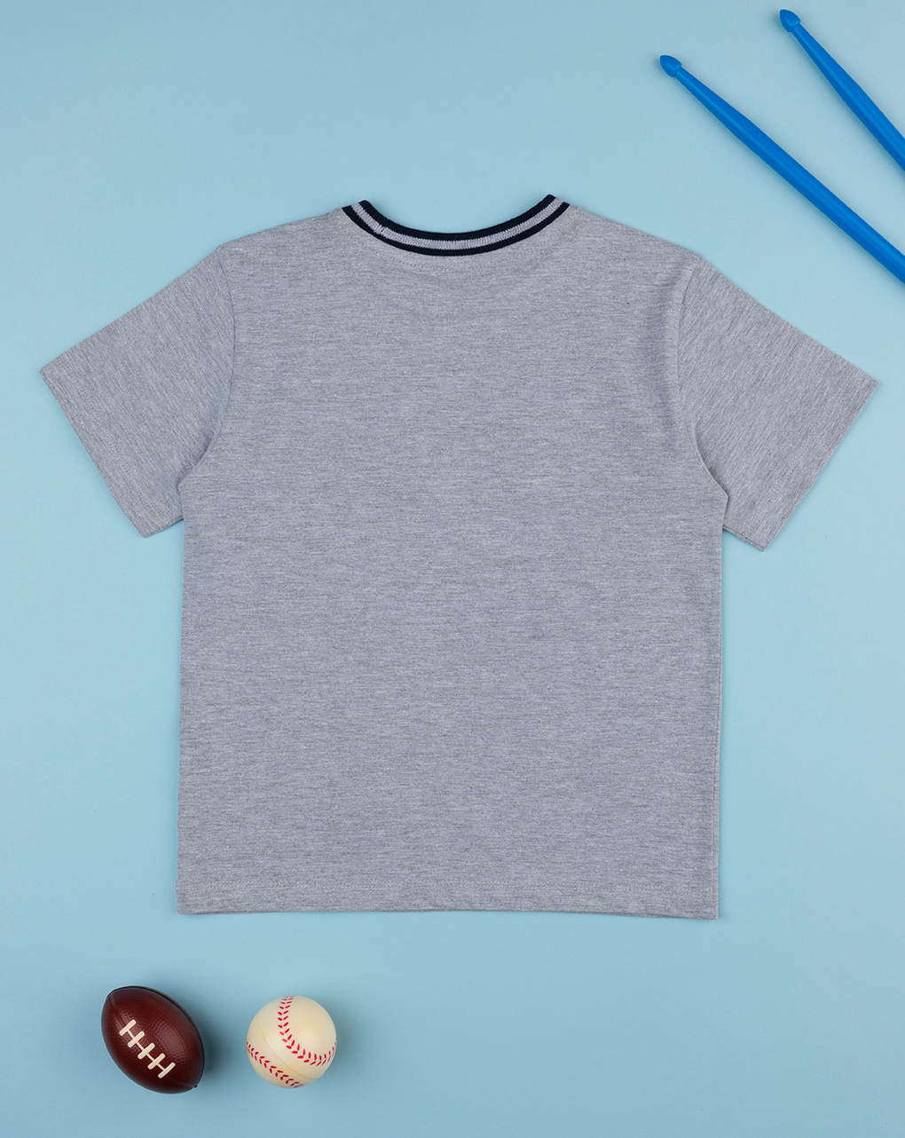 T-shirt bimbo grigia e blu