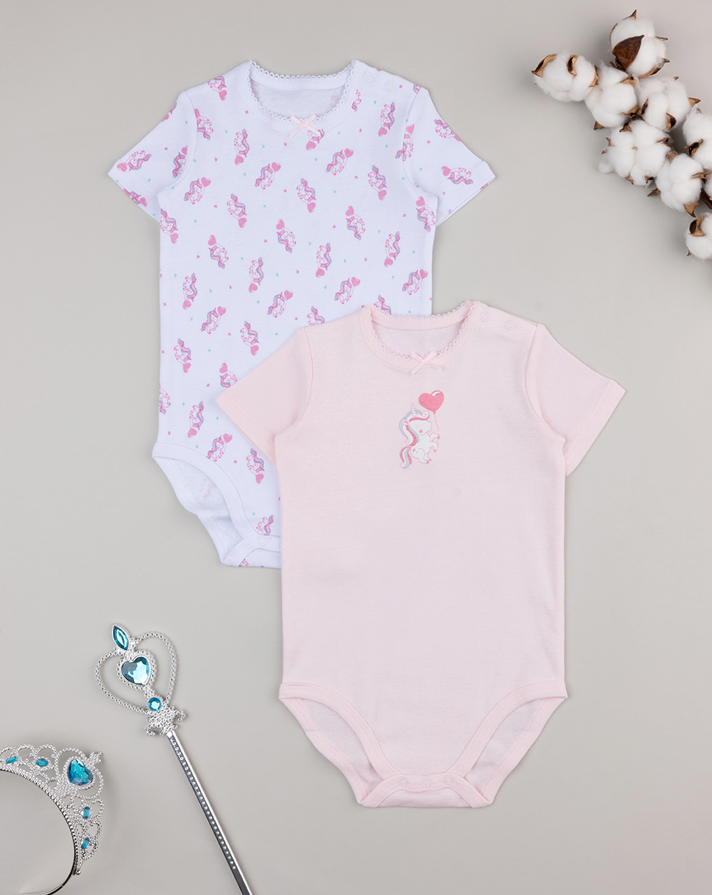Pack 2 body bimba unicorno organic cotton