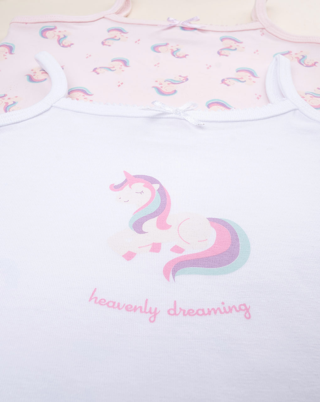 Pack 2 canotte intime bambina unicorni