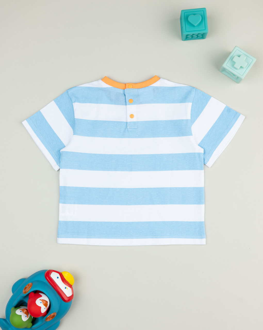 T-shirt bimbo righe bianco/azzurro delfino