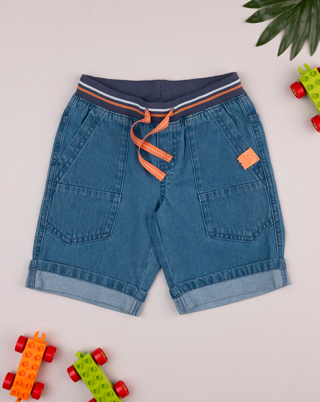 Bermuda bimbo blu denim/arancione