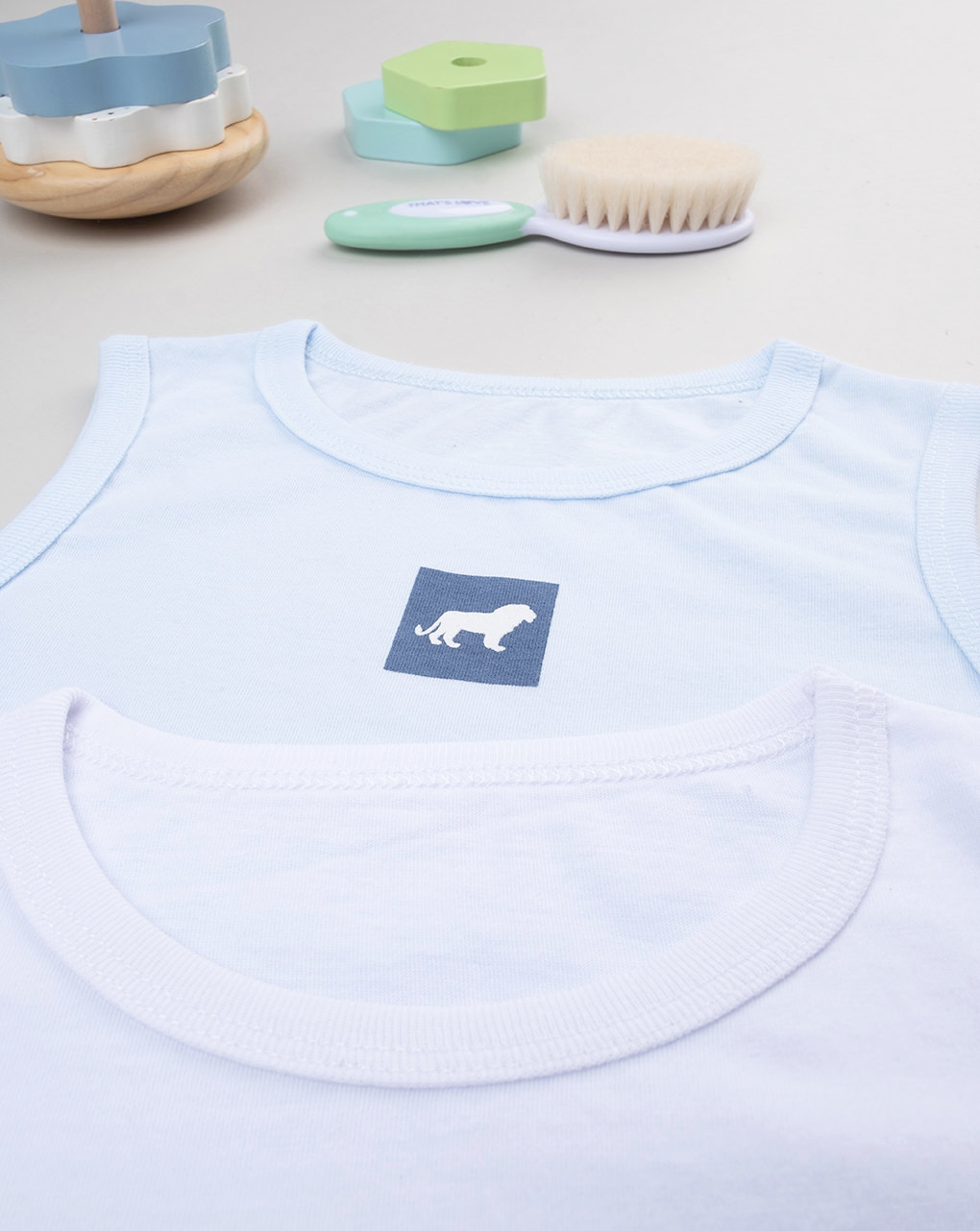 Pack 2 canotte spalla larga bianco/azzurro