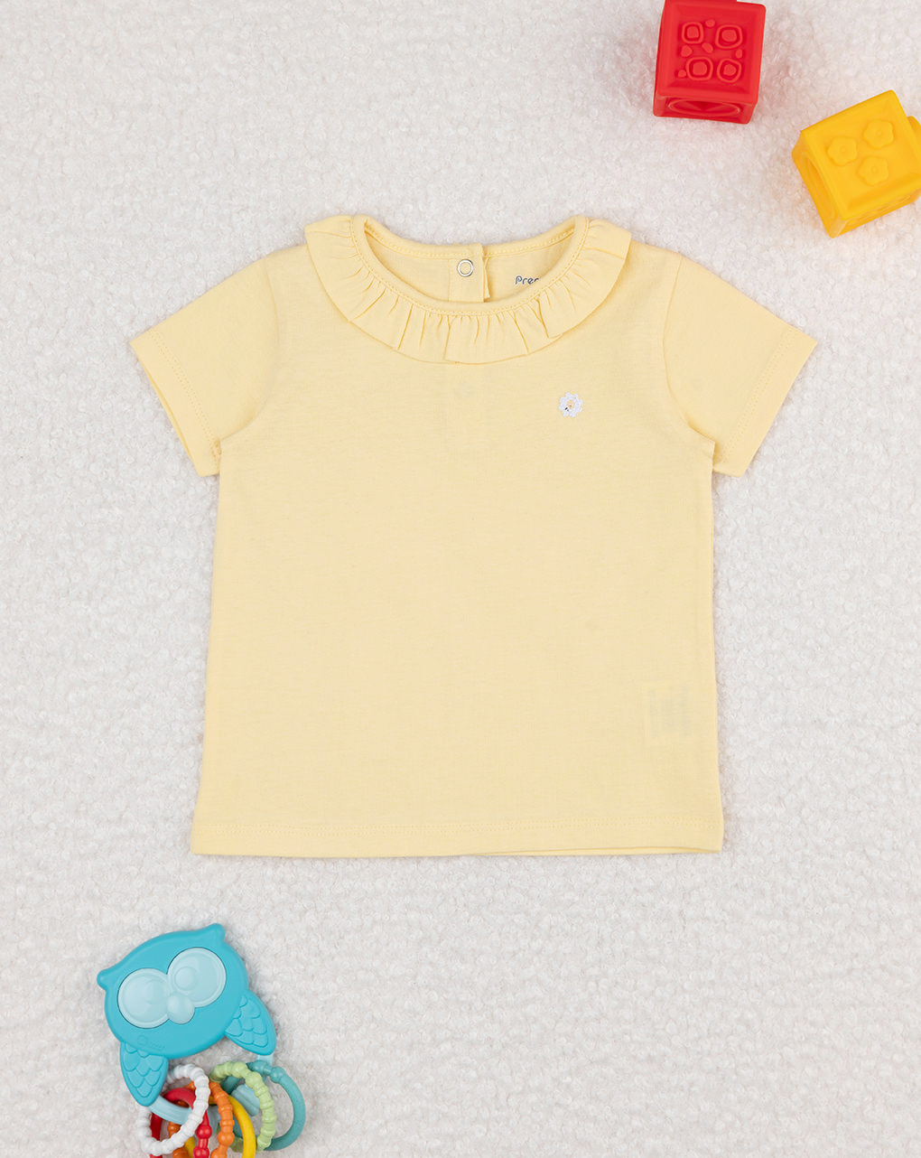 T-shirt bimba gialla con colletto