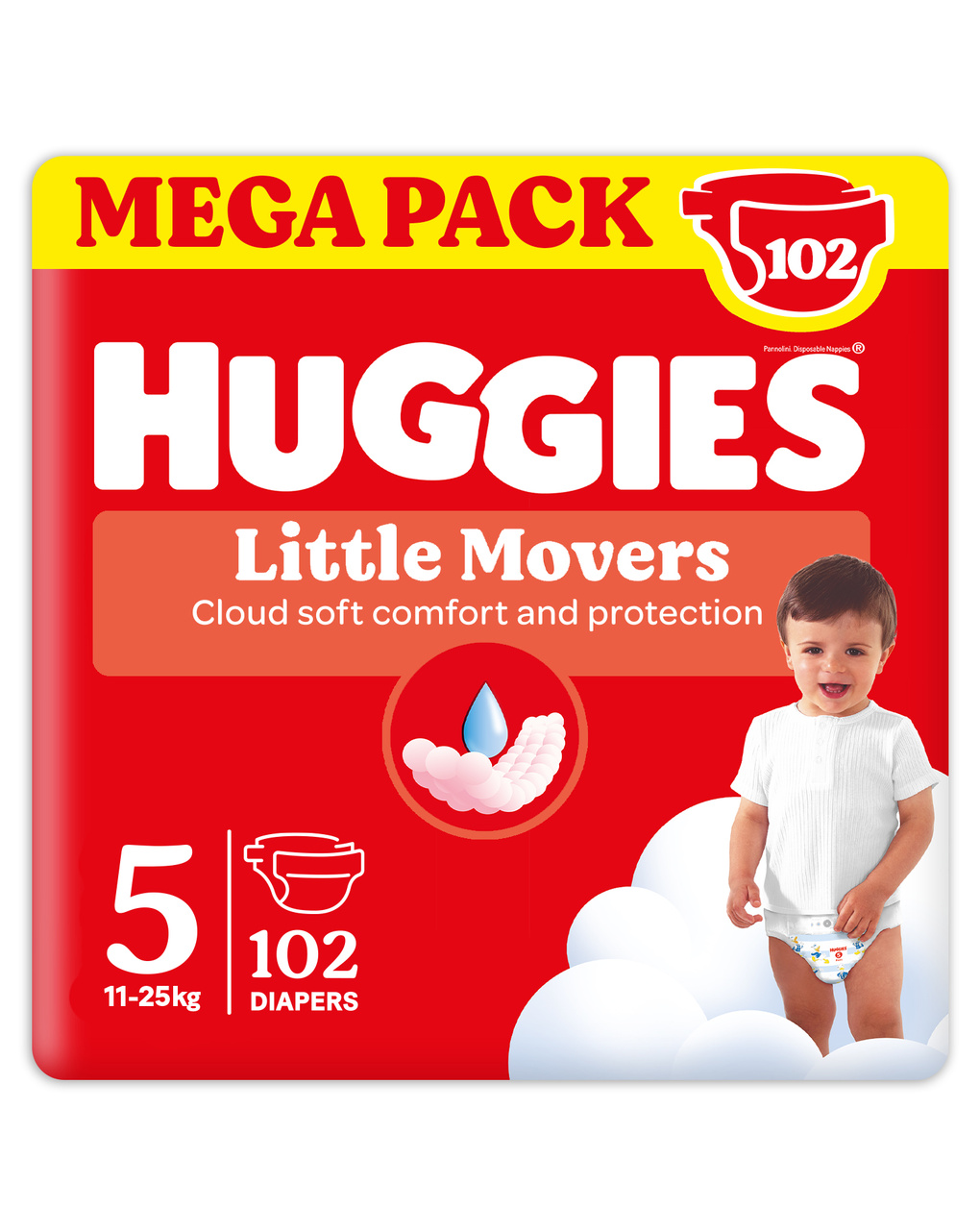 Pannolini little movers megapack tg.5 - 102 pezzi - huggies