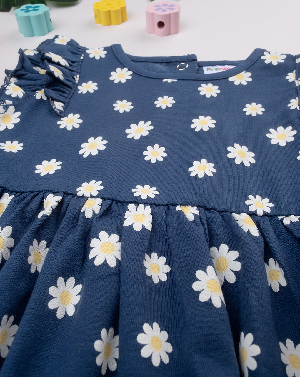 Abito bimba blu margherite allover