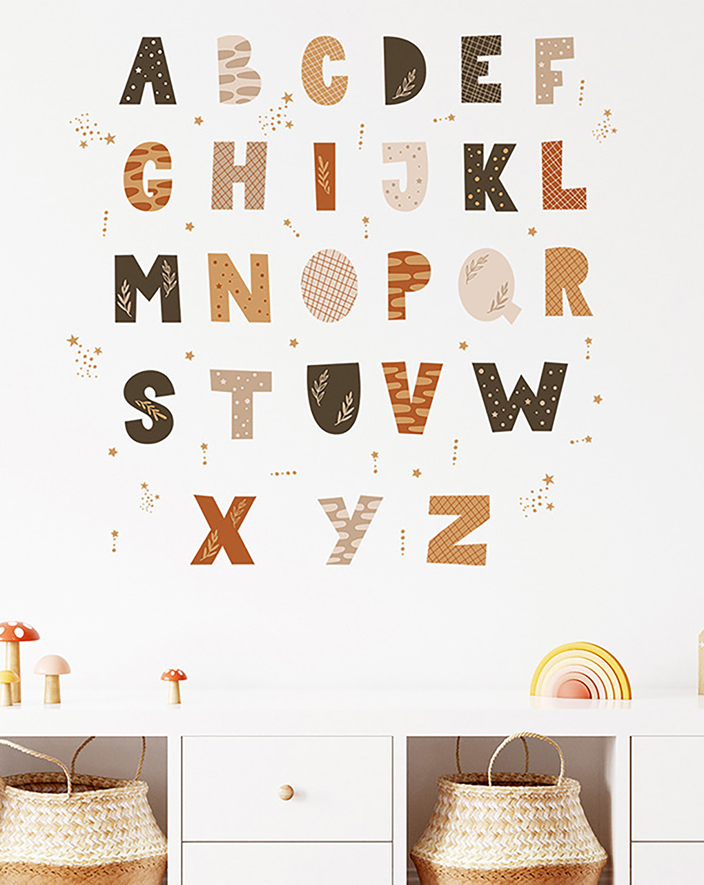 Adesivo decorativo da parete - alfabeto boho - autoadesivo - sipo