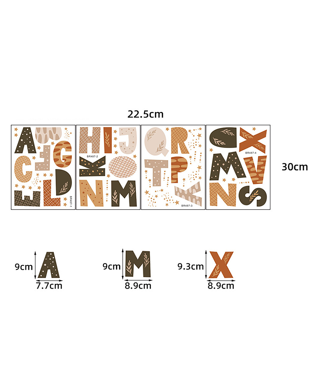 Adesivo decorativo da parete - alfabeto boho - autoadesivo - sipo