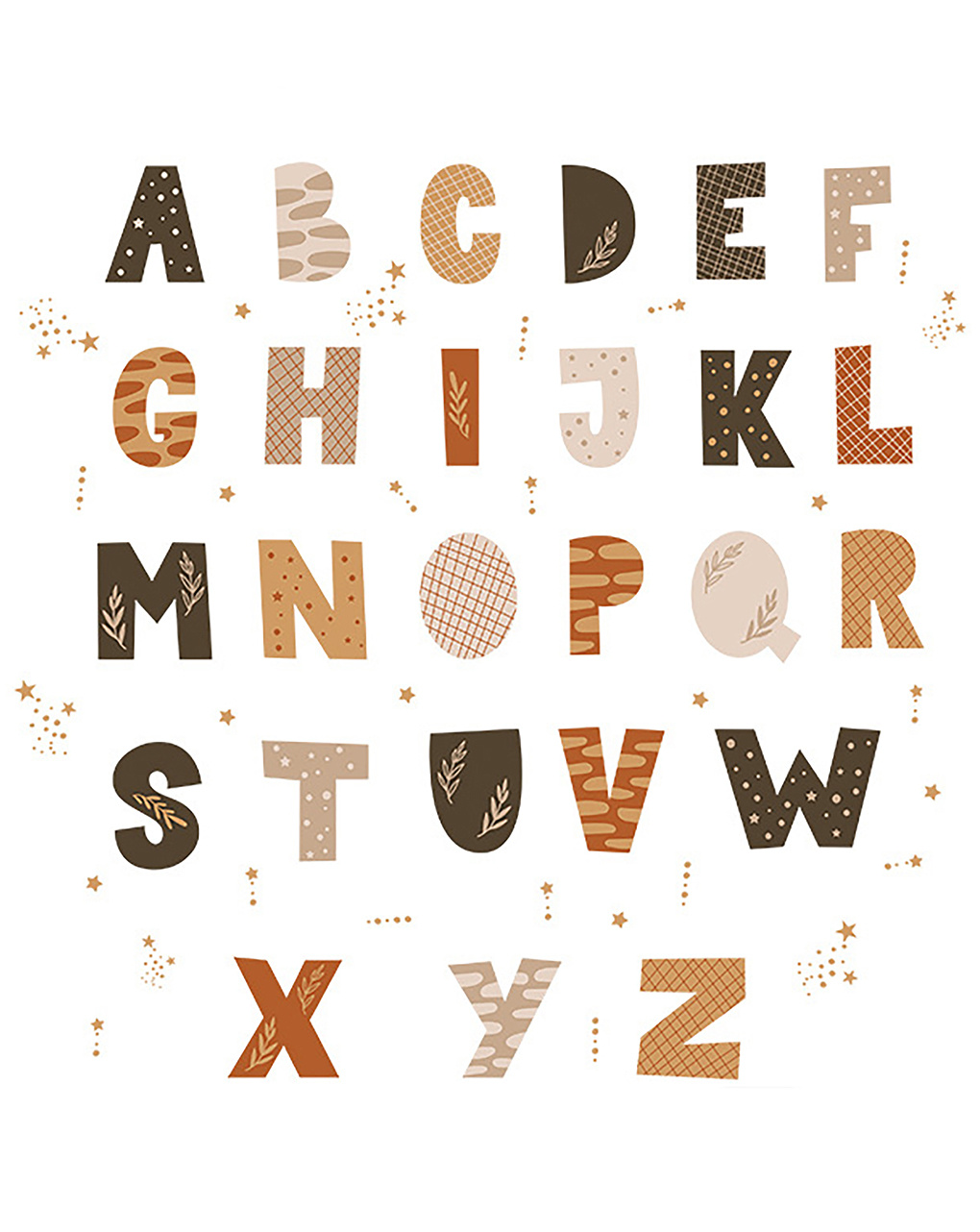 Adesivo decorativo da parete - alfabeto boho - autoadesivo - sipo