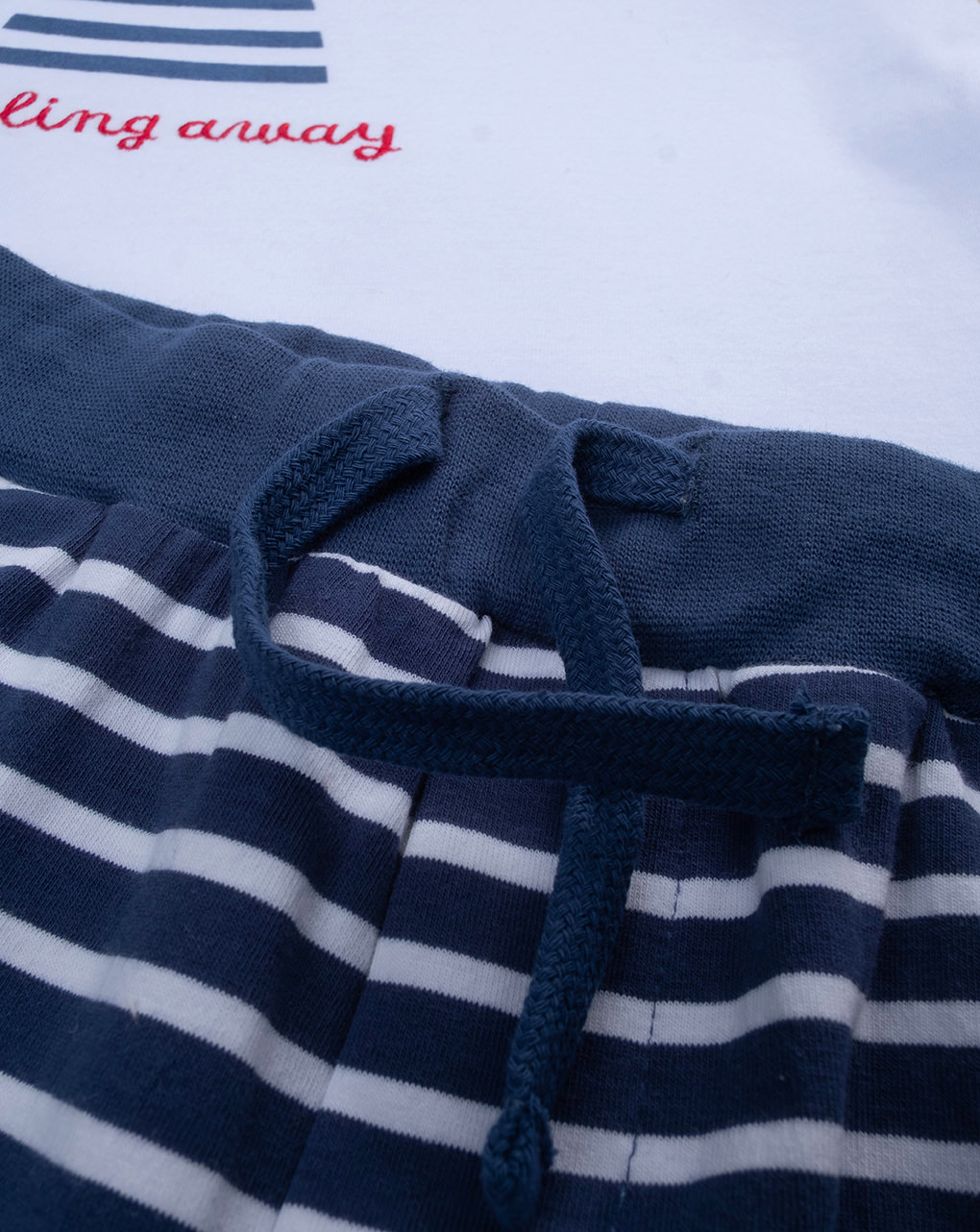 Completo corto bimbo bianco/blu orsetto