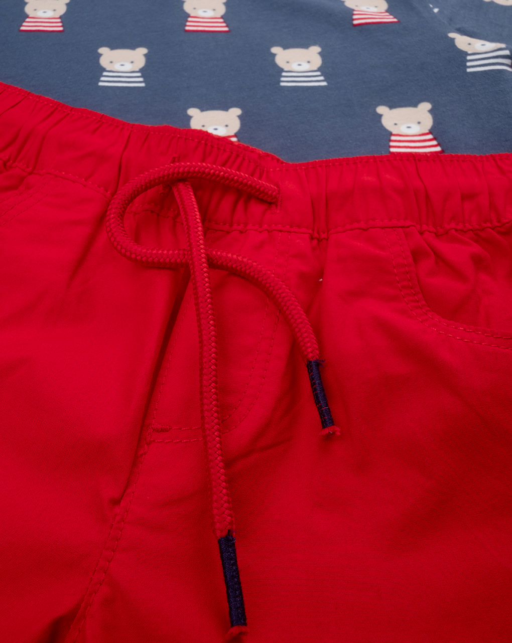 Completo bimbo blu/rosso orsetti