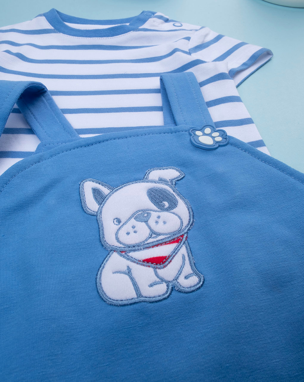 Completo bimbo salopette blu