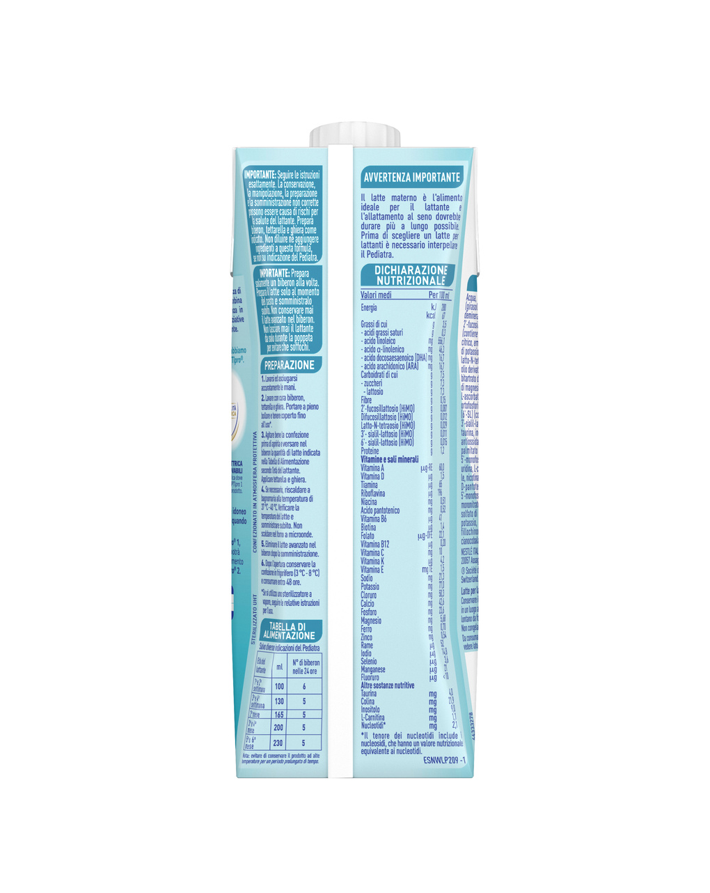 Nidina optipro 1 dalla nascita latte per lattanti in formato liquido brick da 500ml - nestlé