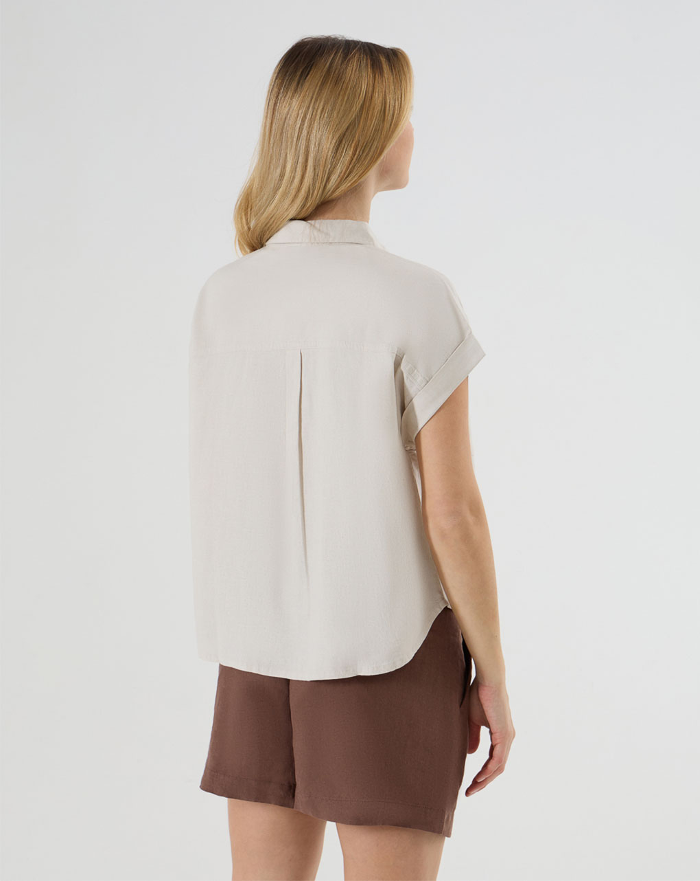 Camicia premaman mix lino beige