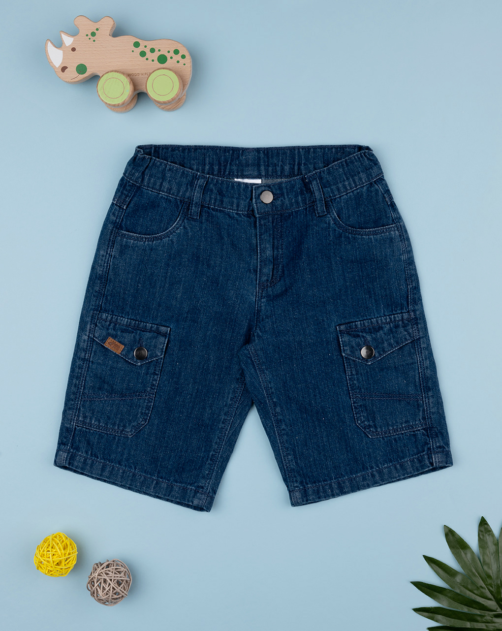 Bermuda bimbo blu denim con tasche