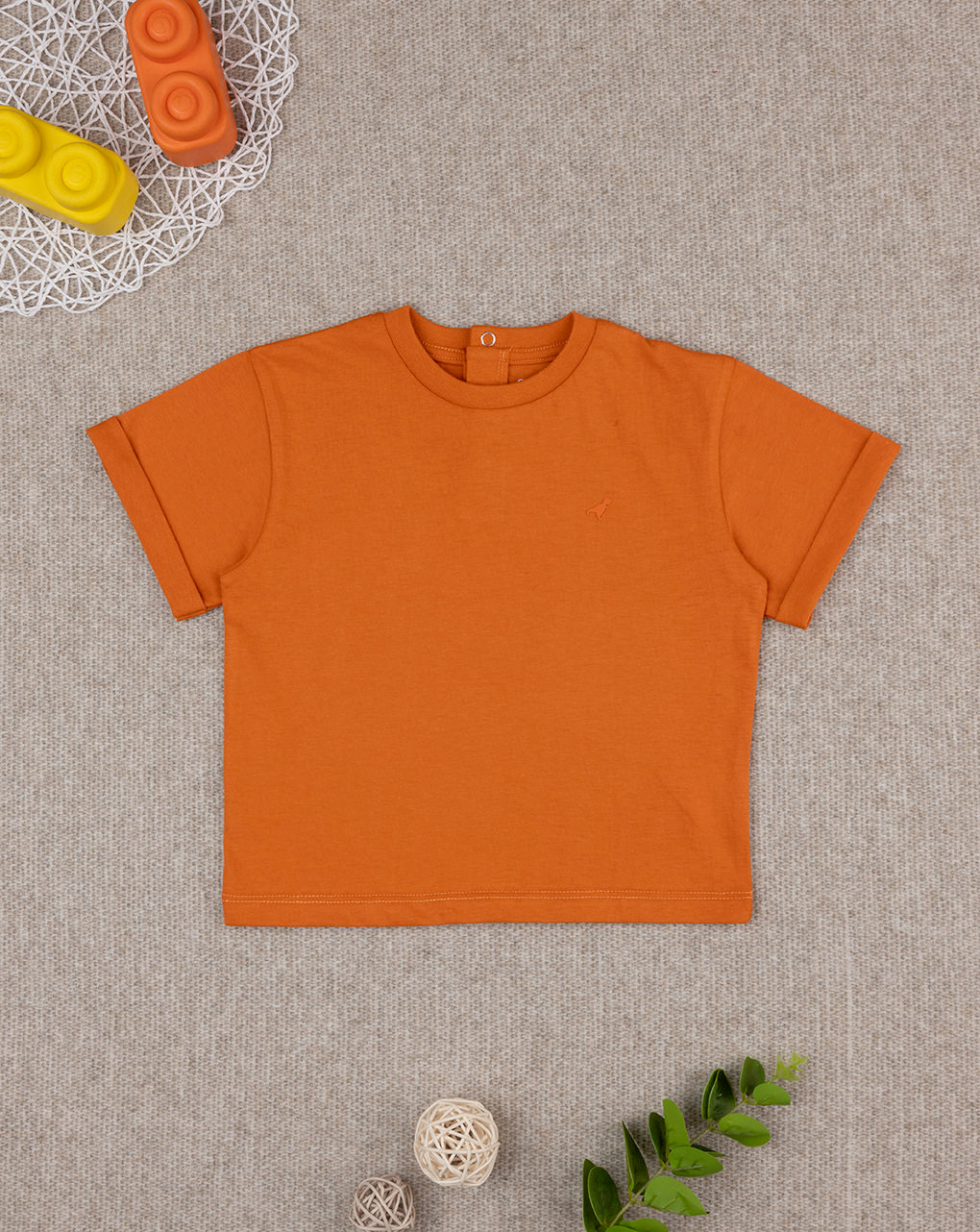 T-shirt bimbo arancione girocollo