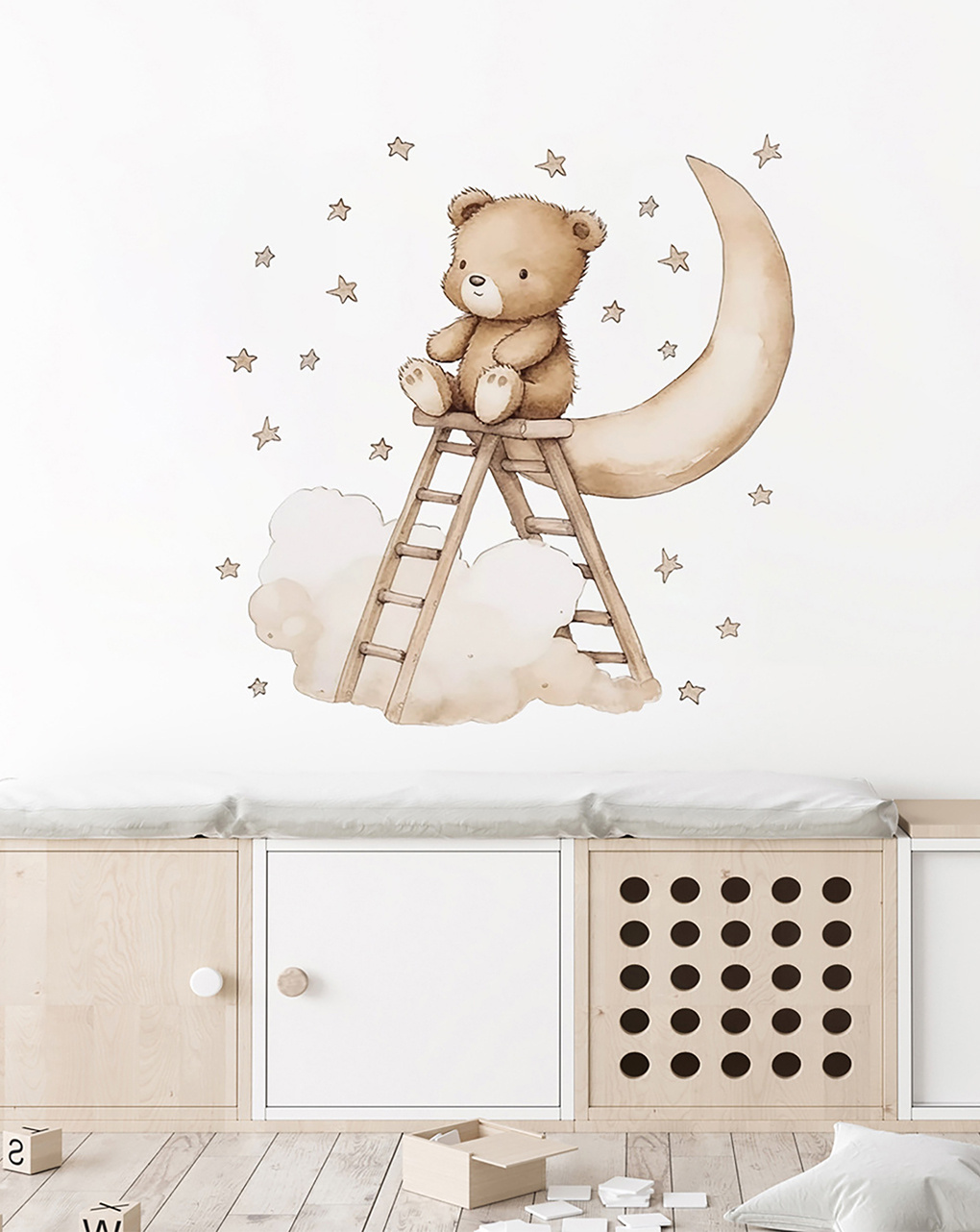 Adesivo decorativo da parete - orsetto su scala -  autoadesivo - sipo