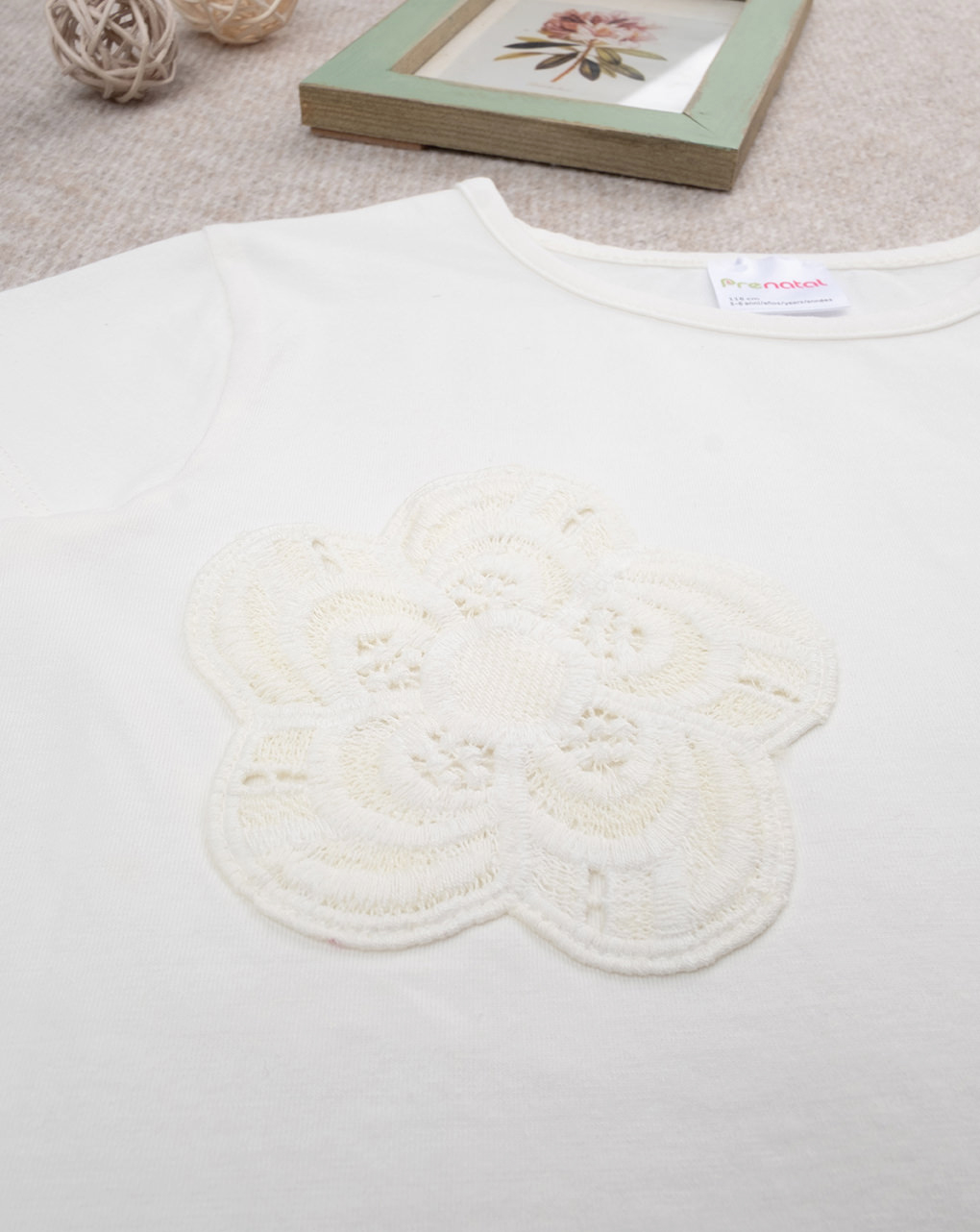T-shirt bianca bimba fiori