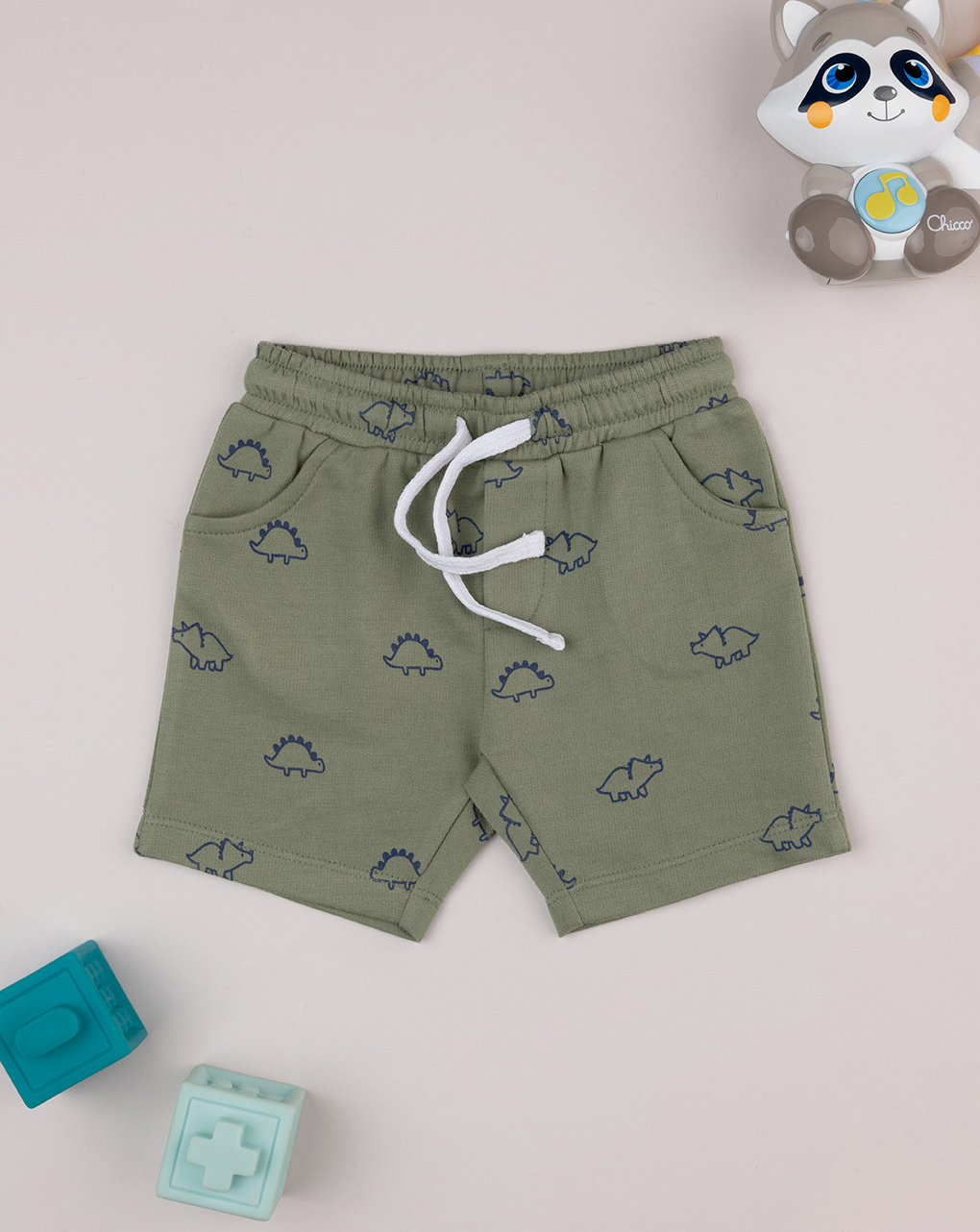 Shorts bimbo verde stampa allover